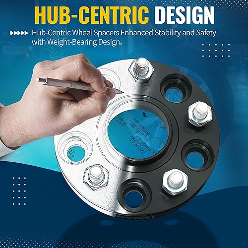 Miniatura 5 de LUJIANI Espaciadores de rueda de 5 lengüetas de 5 x 4.5, 0.787 in, 0.197 x 4.500 in, espárragos M12x1.5, espaciadores forjados centrados en el