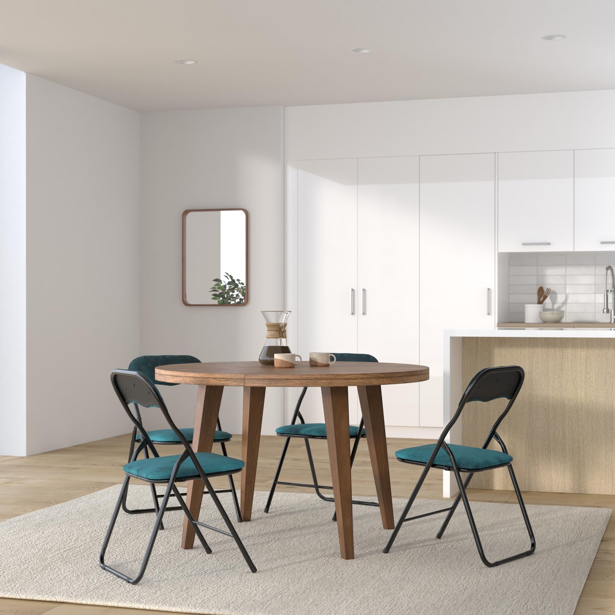 Five Silla Plegable de Terciopelo Azul