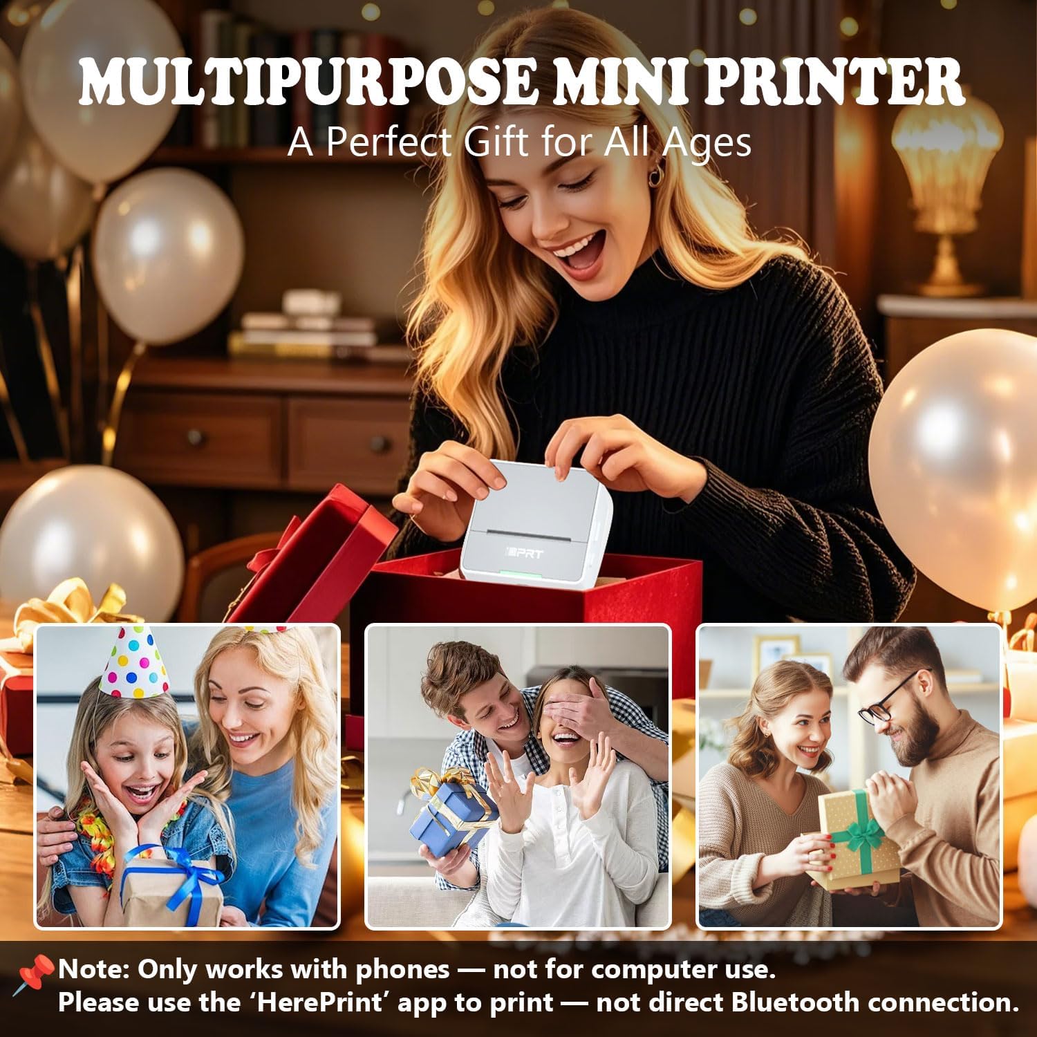 iDPRT Mini Sticker Printer, S2 Portable Sticker Maker Machine with 1 Roll Sticker Paper, Bluetooth Print Pods Pocket Printer for Study Notes, Graphics, Students, Kids Gift, Free App Silver 1 Printer + 1 Roll Thermal Paper