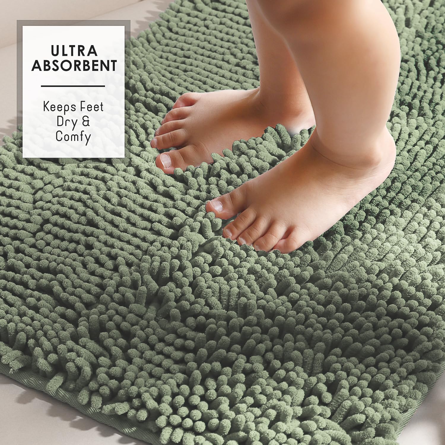 Hearth & Harbor Bathroom Rugs, Chenille Bath Mat, Machine Washable Bath Mats for Bathroom Non-Slip Backing Rubber - Image 4