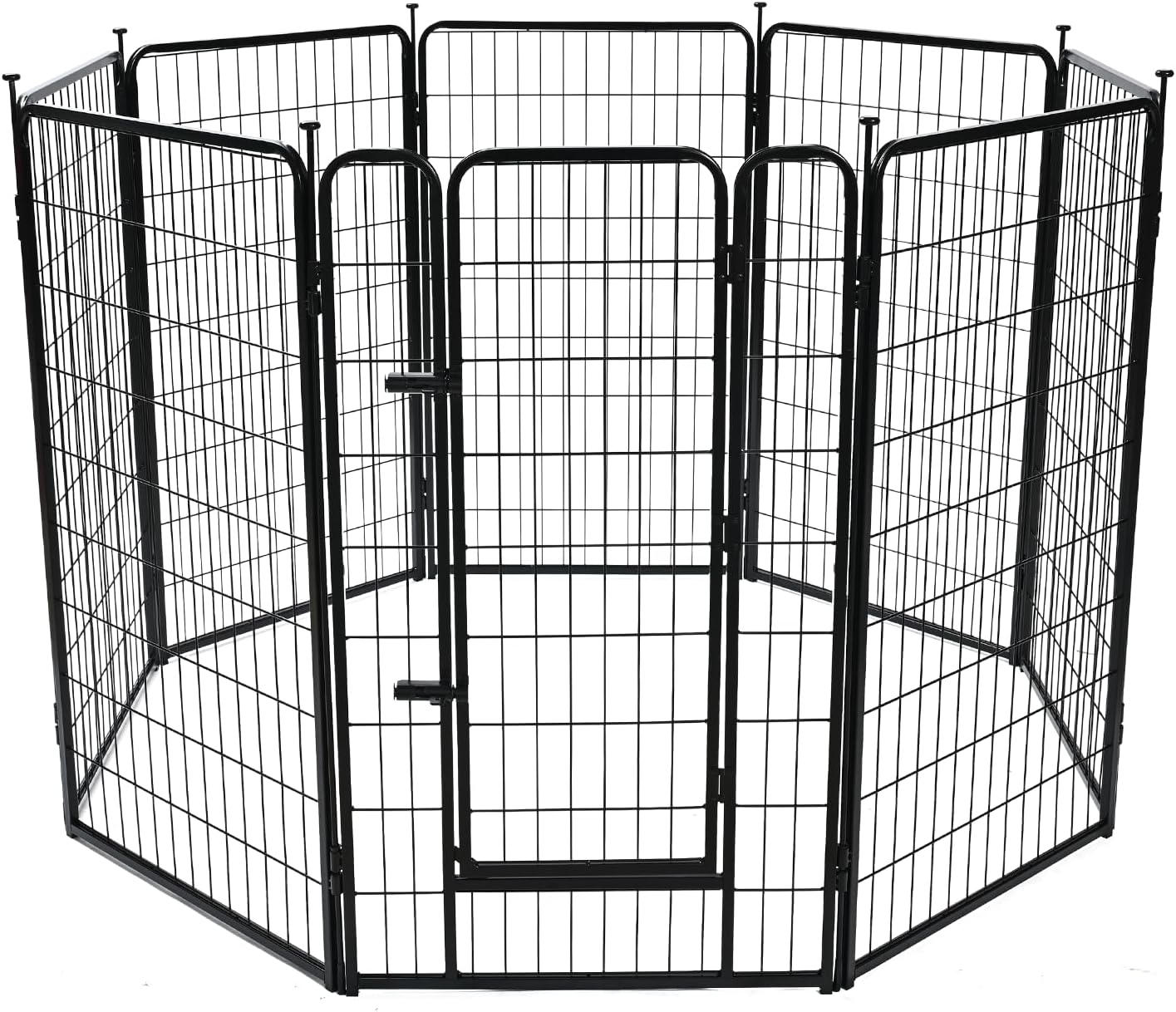 Amazon Basics Dog Playpen, 8 Panels Metal Fence with Door, Foldable for Indoor and Outdoor Use, Suitable for Small to Medium Sized Dogs, 42 Inch Height, Black Black 8 42 "