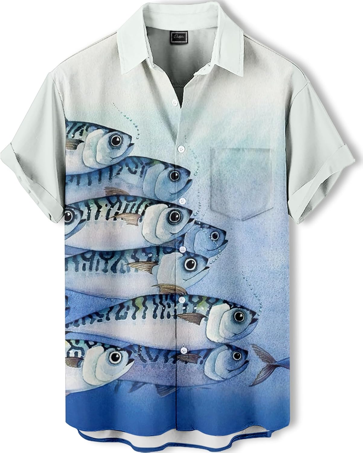 Men's Hawaiian Shirt,Ocean Print Shirt, Funny Short Sleeve Button Down,Regular Fit