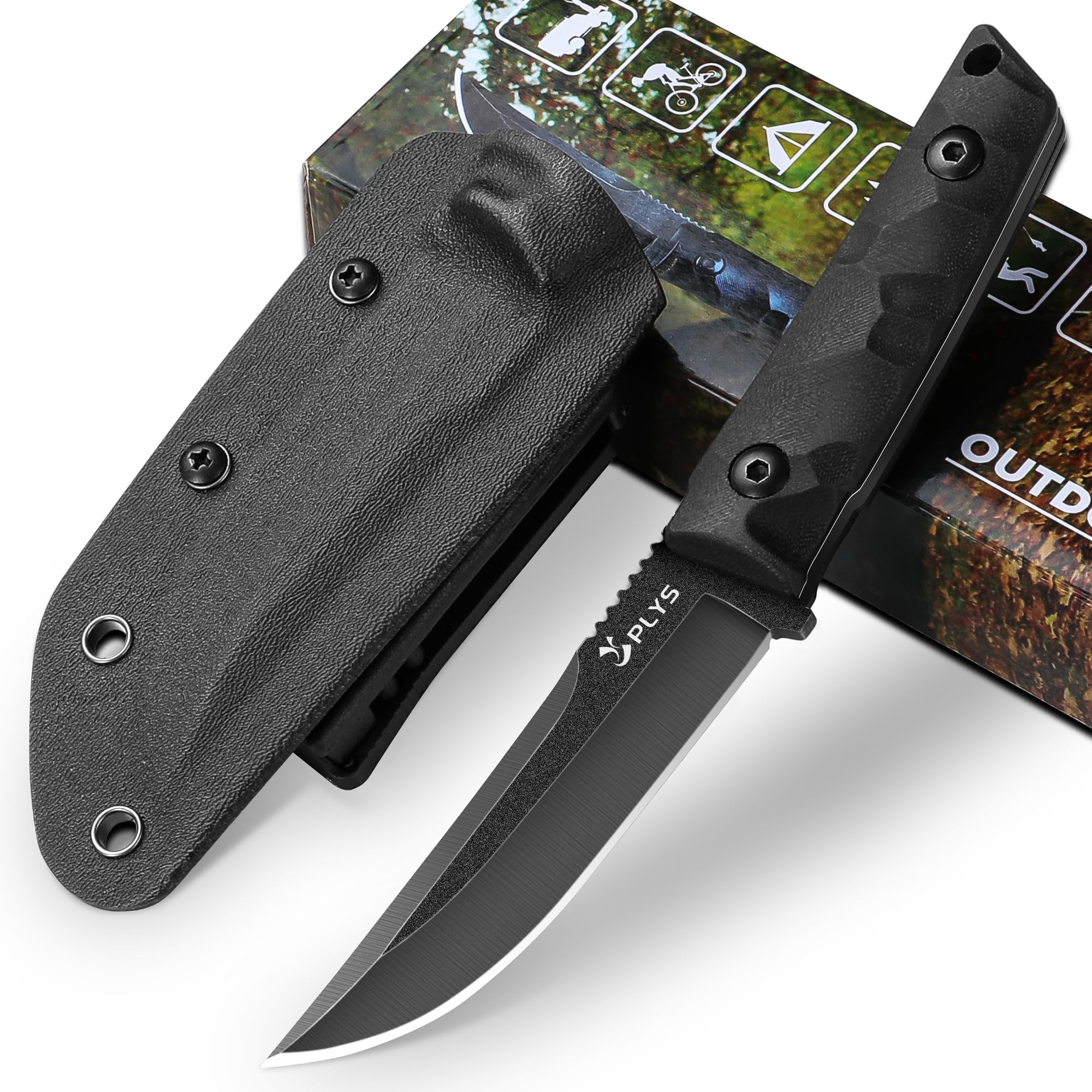 Plys Coltello da Caccia A Lama Fissa per Esterni, Lunghezza 10,3 cm, In Acciaio Inossidabile, Impugnatura in G10, Coltello da Sopravvivenza Nella Giungla, Campeggio, Escursionismo, Immersioni