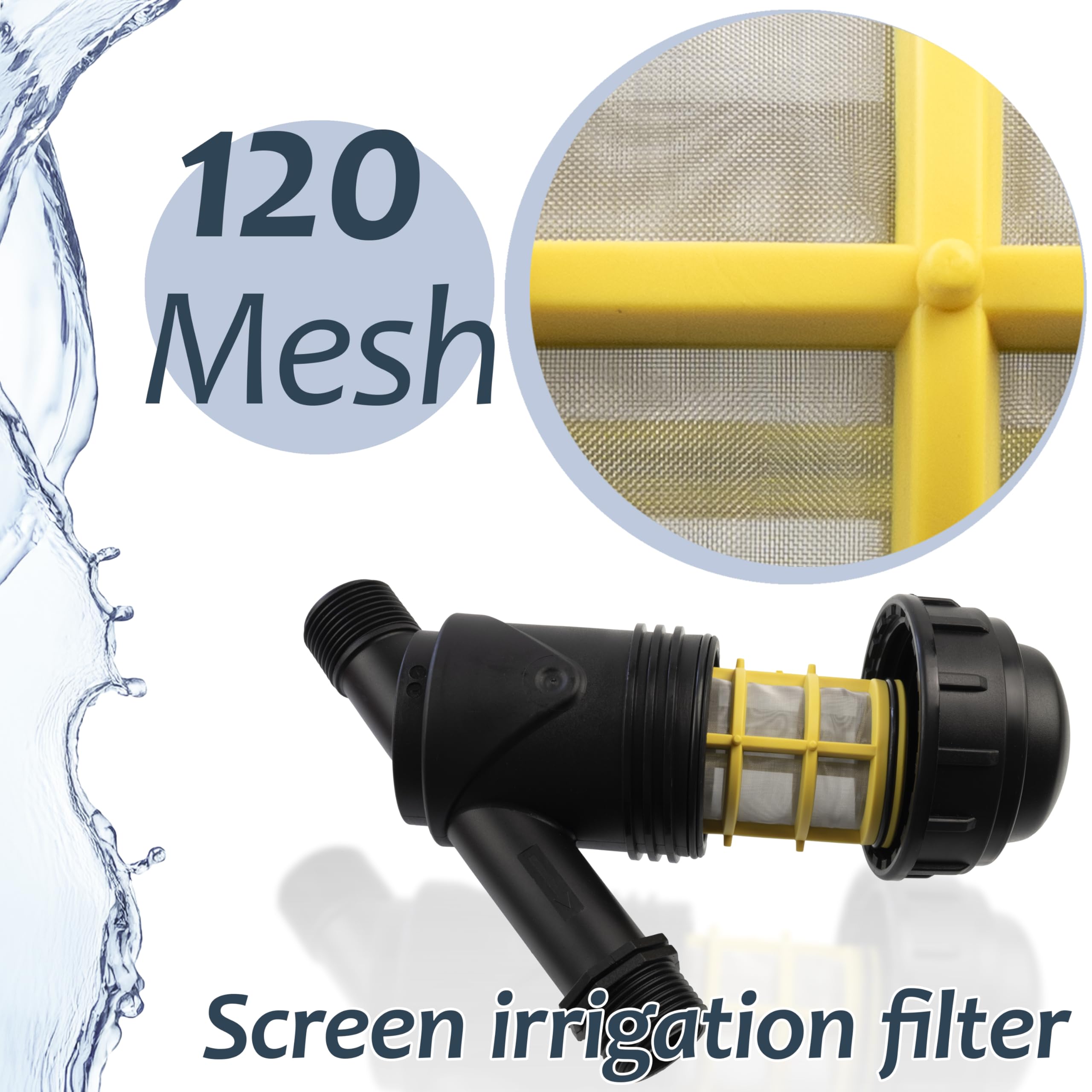 AERZETIX Filtre à Tamis 1" Irrigation Arrosage Goutte à Goutte 6 Bars 120mesh 6m3/h Plastique