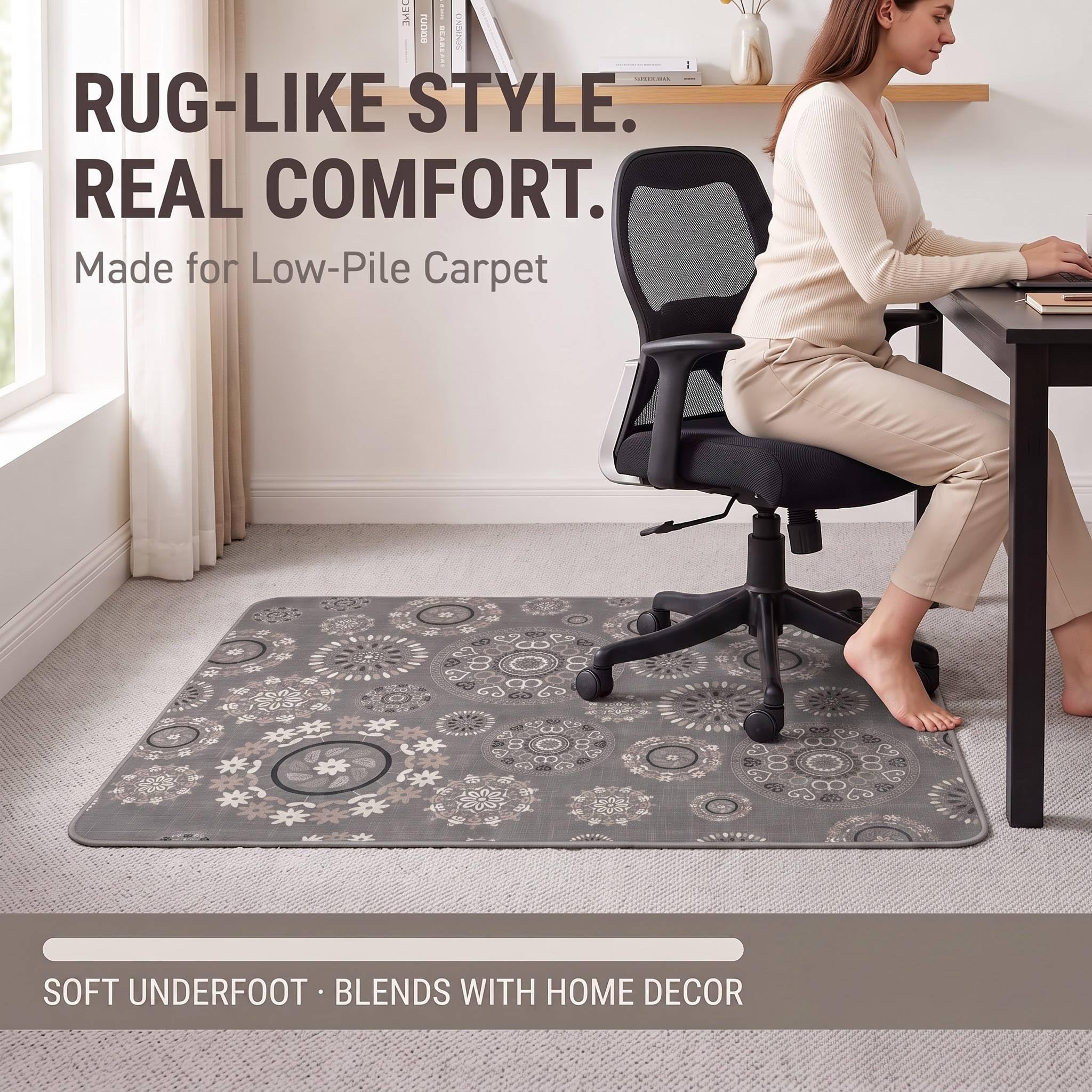 AiBOB Tapete para silla para suelos alfombrados, material rígido grueso, no se hunde, tapetes de oficina para escritorio de computadora en alfombra, fácil de colocar para sillas, 36 x 48 pulgadas,