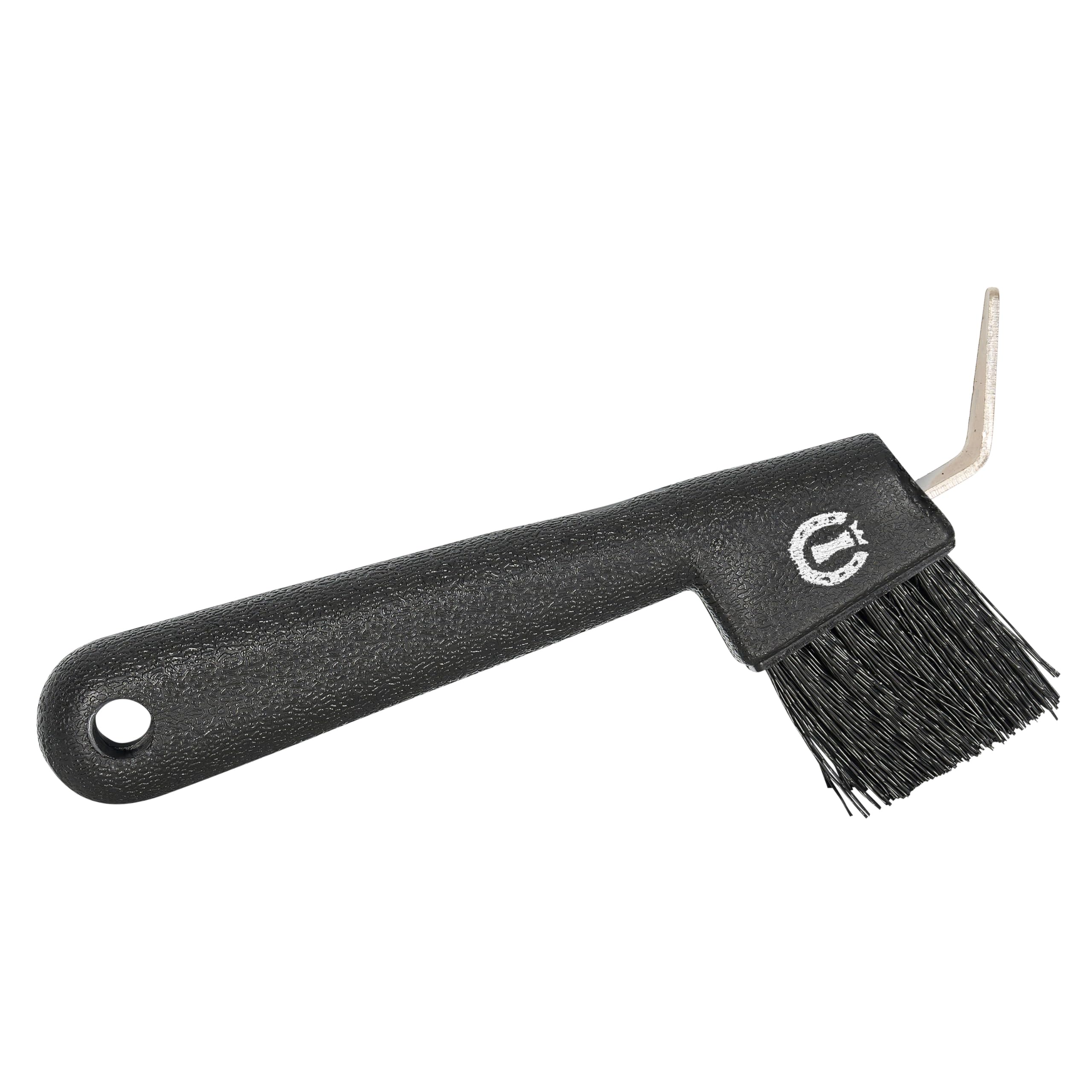 Imperial Riding IRH Impulz Hoof Pick, Robust Hoof Pick with Metal Hook and Cleaning Brush, Ergonomic Hoof Scraper for Thorough Hoof Care and Stylish Stable Look, Black