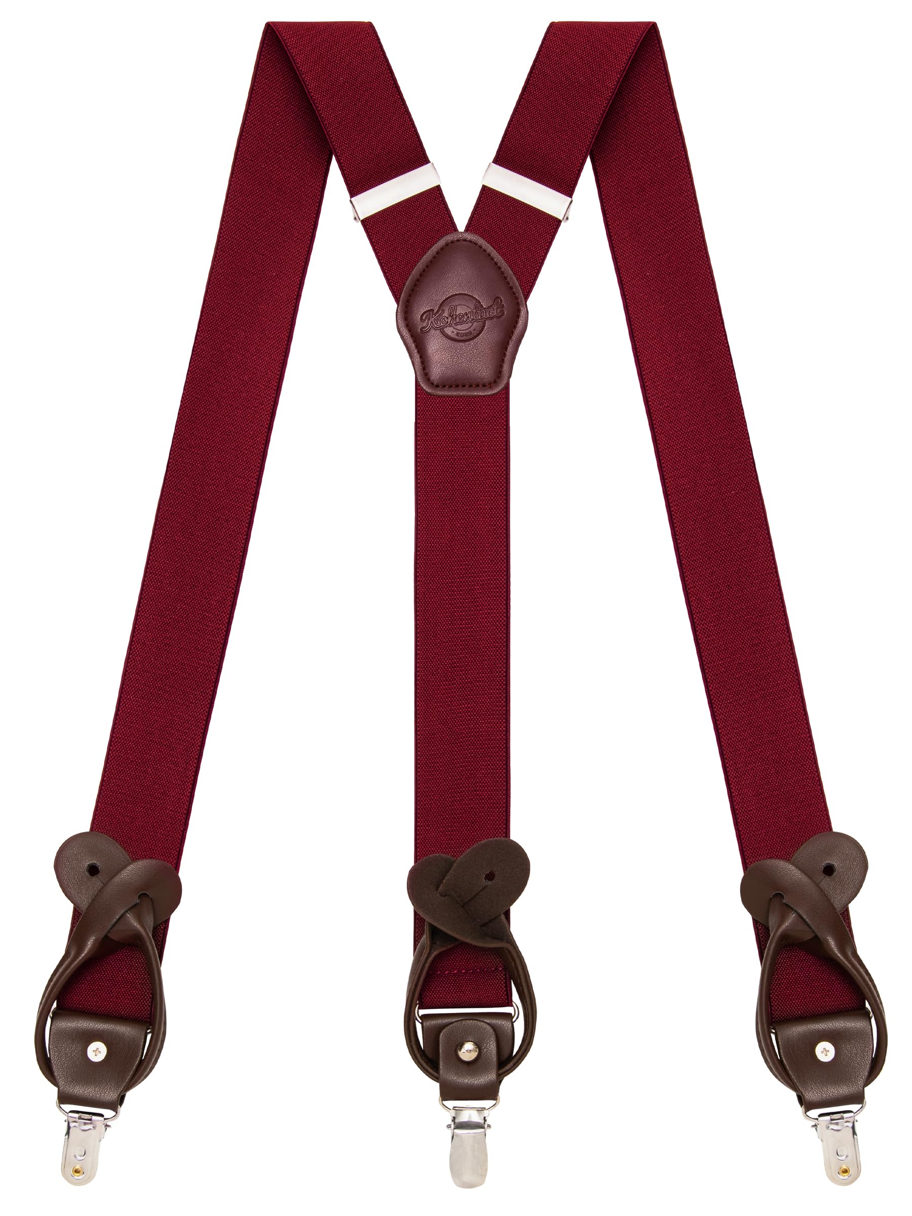 Suspenders for Men with Clip &amp; 6 Buttons 1.4in Y-Shape Stainless Steel