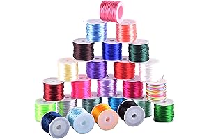 KONMAY 25 Colors Nylon Rattail Satin Silk Trim Cord 1mm