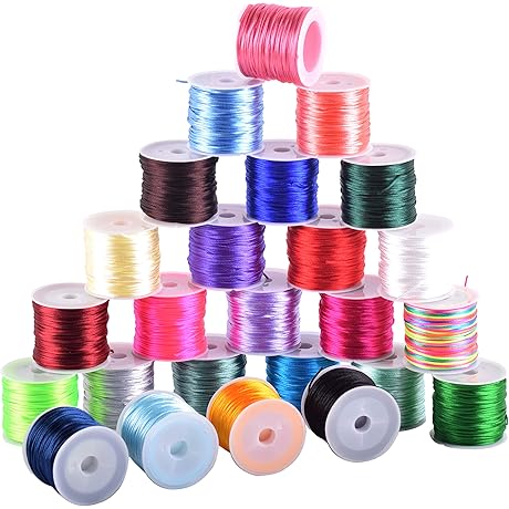 KONMAY 25 Colors Nylon Rattail Satin Silk Trim Cord 1mm