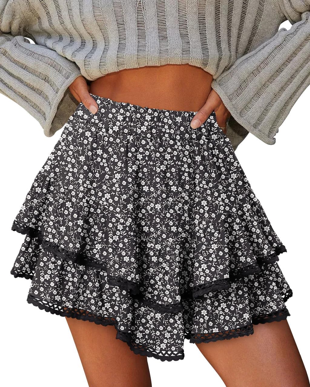 onlypuff Flowy Shorts for Women Ruffle Skorts Mini Skirts High Waisted Teen Gilrs Tennis Skort Summer Shorts - Image 2