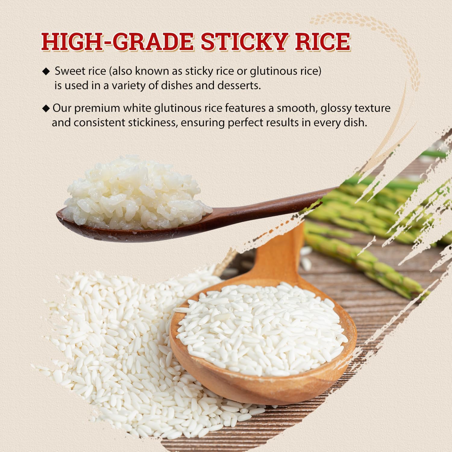 52USA Sweet Sticky Rice 2 Pound (32 Ounce), Premium Glutinous Rice