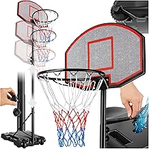 tectake® Children's Basketball, Water or Sand Fillable Base with Wheels, Games for Children, Basket, Children's Birthday Gift, Outdoor Games, Basketball - Adjustable 178/213 cm