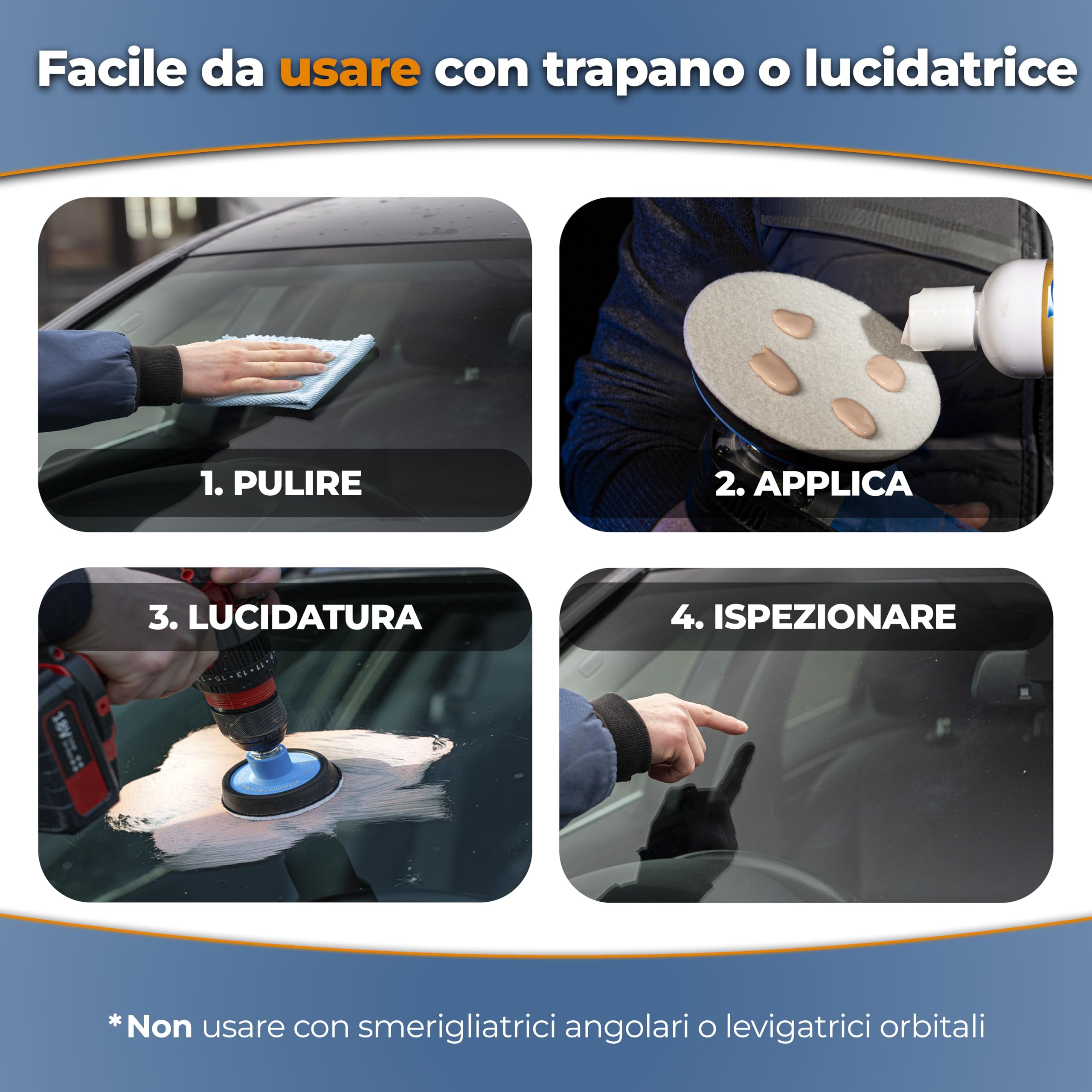 Glass Polish - 250ml Composto Lucidante per Vetri - Pasta di Ossido di Cerio Extra Concentrato per Lucidatura Professionale di Tutte le Superfici in Vetro - 2,3 Micron