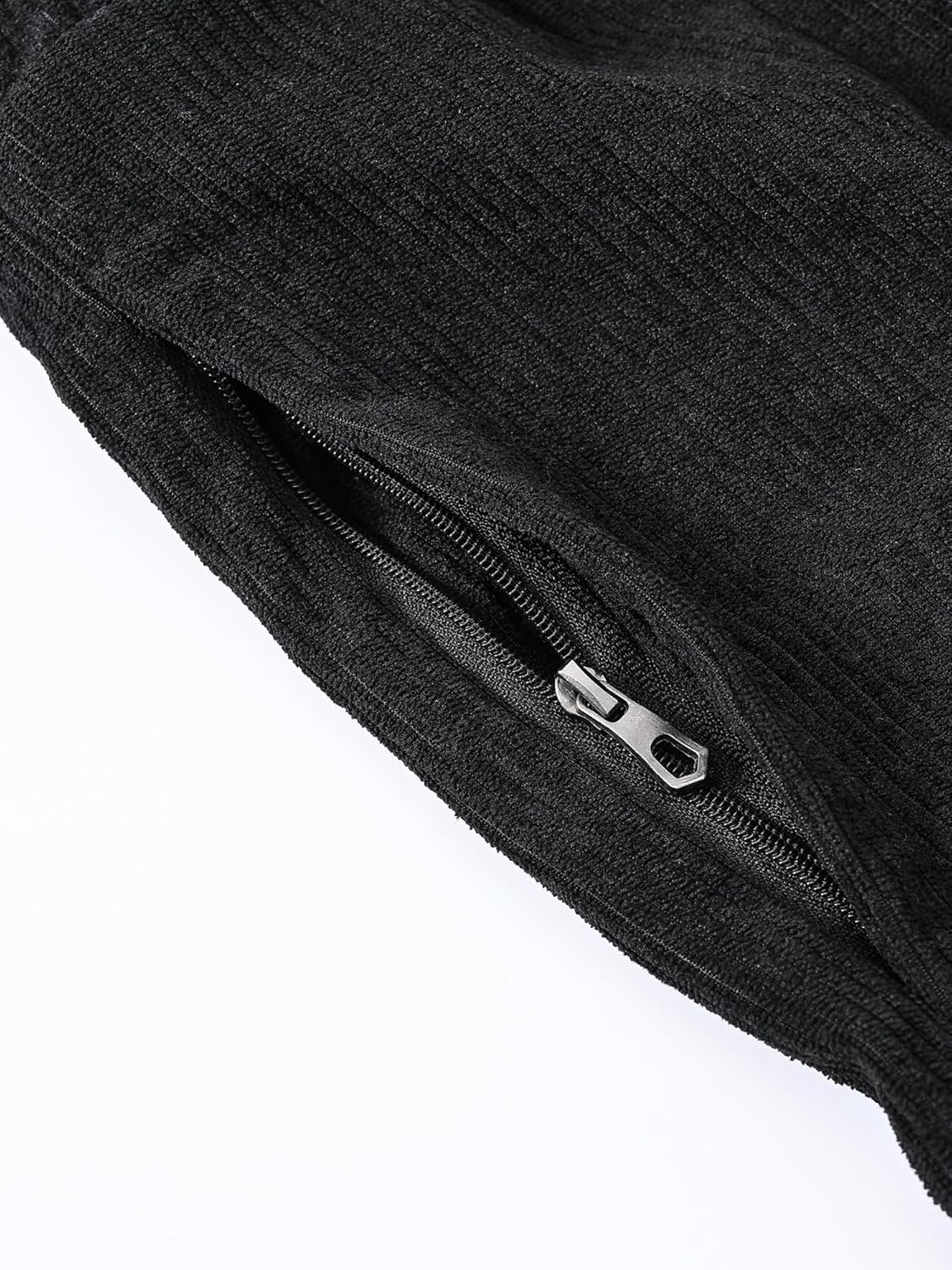 Summer Mens Corduroy Shorts Elastic Waist Shorts with Zipper Pocket