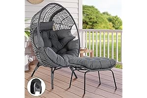 FINCATI Egg Patio Chairs Set of 2, Outdoor Indoor Oversized Wicker Egg...