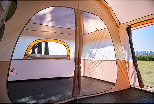 Miniatura 11 de KTT Extra Large Tent 10-12-14 Person(A),Family Cabin Tents,2 Rooms,3 Doors and 3 Windows with Mesh,Straight Wall,Waterproof,Double Layer,Big Tent