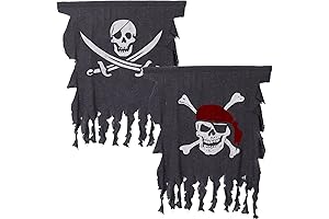 Pirate Halloween Decor, 2-Pack Halloween Jolly Roger Flags