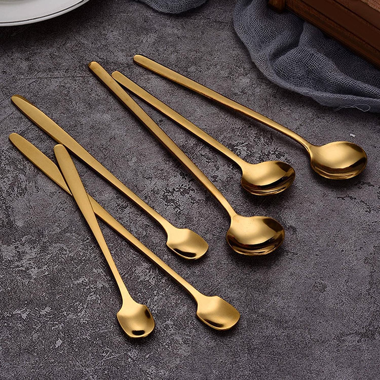 Cucharas De Mesa Cuchara de café oro Cucharas acero inoxidable Cucharadas postre azúcar Helado Sopa Accesorios cocina, 12pcs Sopa Antigoteo Servir