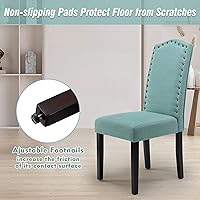 Vista 5 de LSSPAID Dining Chairs Set of 2, Modern High Back Fabric Upholstered Parsons Dining Room Chairs with Nail Head Trim and Solid Wood Legs, Green