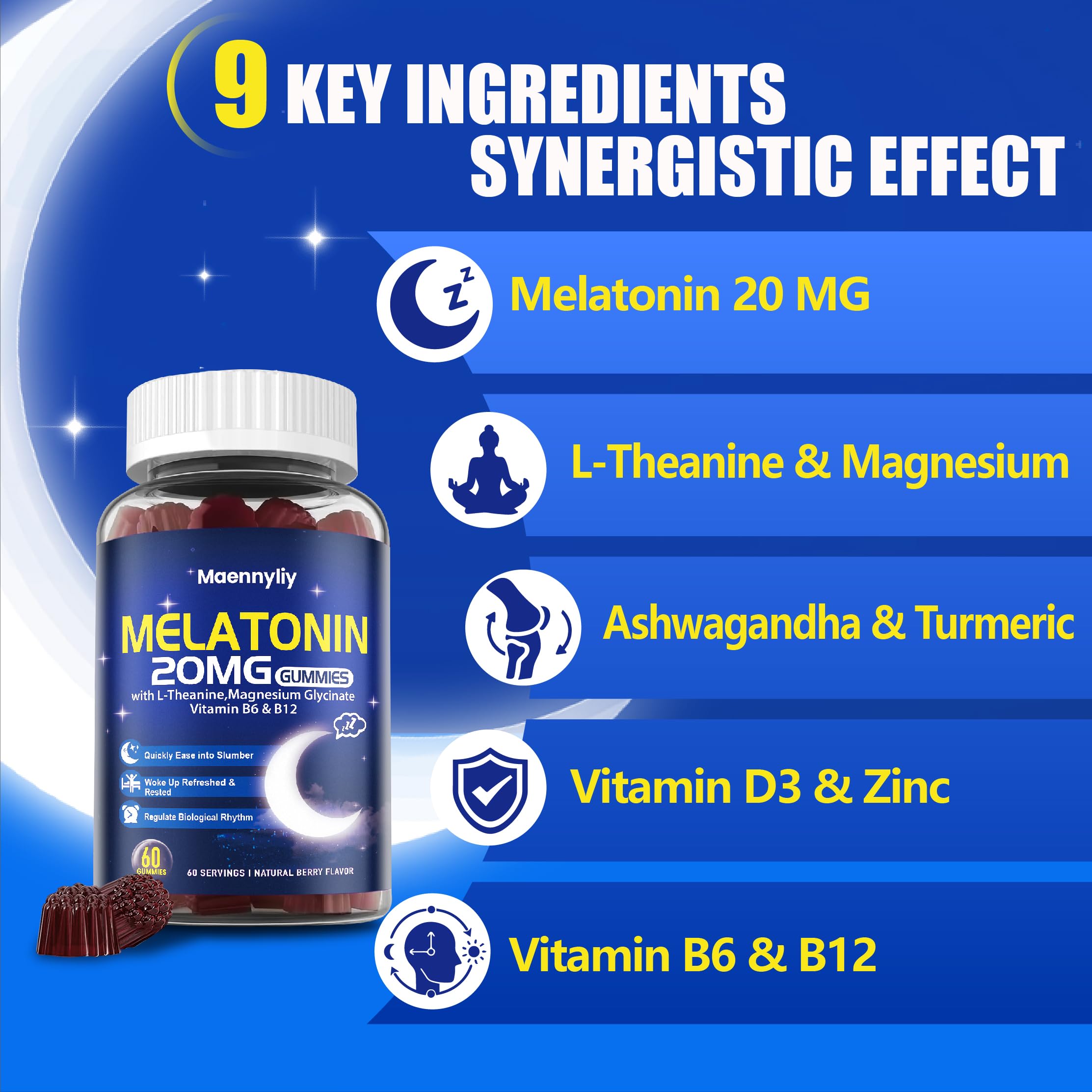 Maennyliy Melatonin 20mg Gummies for Adults - Sugar Free Melatonin Gummies — Amazon image 3