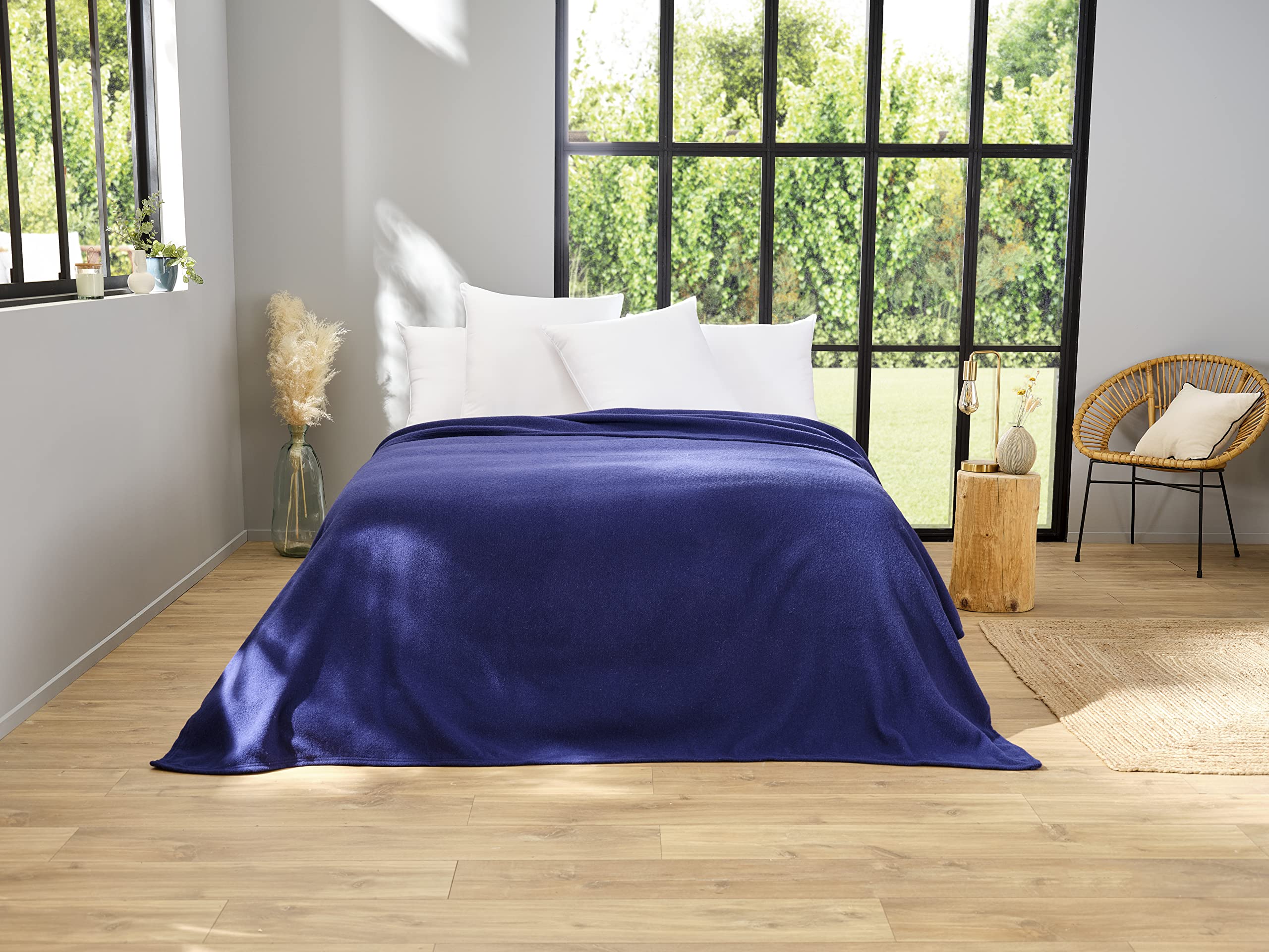 Couverture 180x240 Toison d'Or Minuit en laine de qualité pour lit double