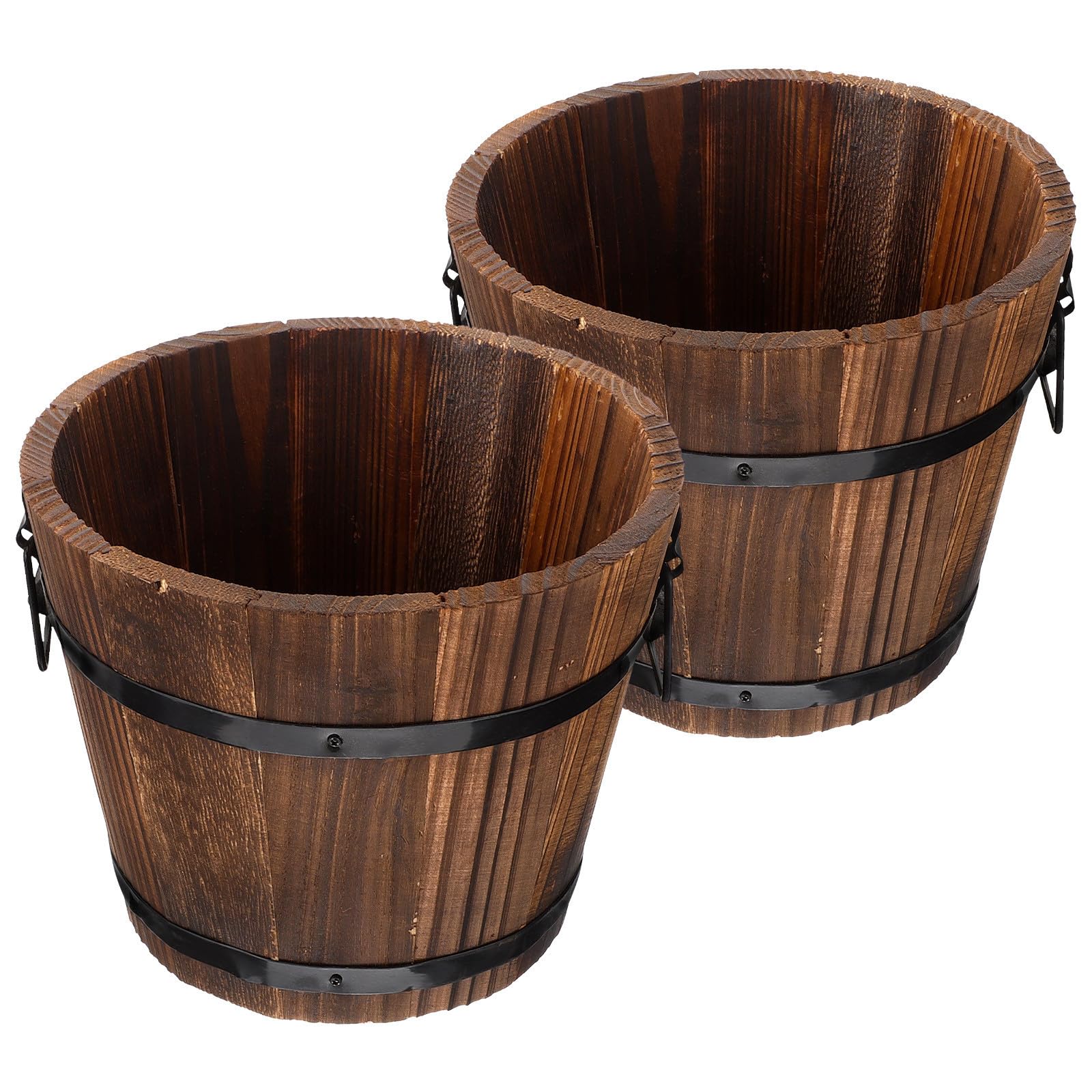 Pot de fleurs en bois vintage avec seau multifonctionnel rustique pour extérieur