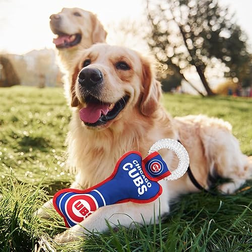 Miniatura 6 de MLB Chicago Cubs - Juguete dental con forma de hueso para perros con chirriador. Juguete PET resistente para diversión saludable, dentición y