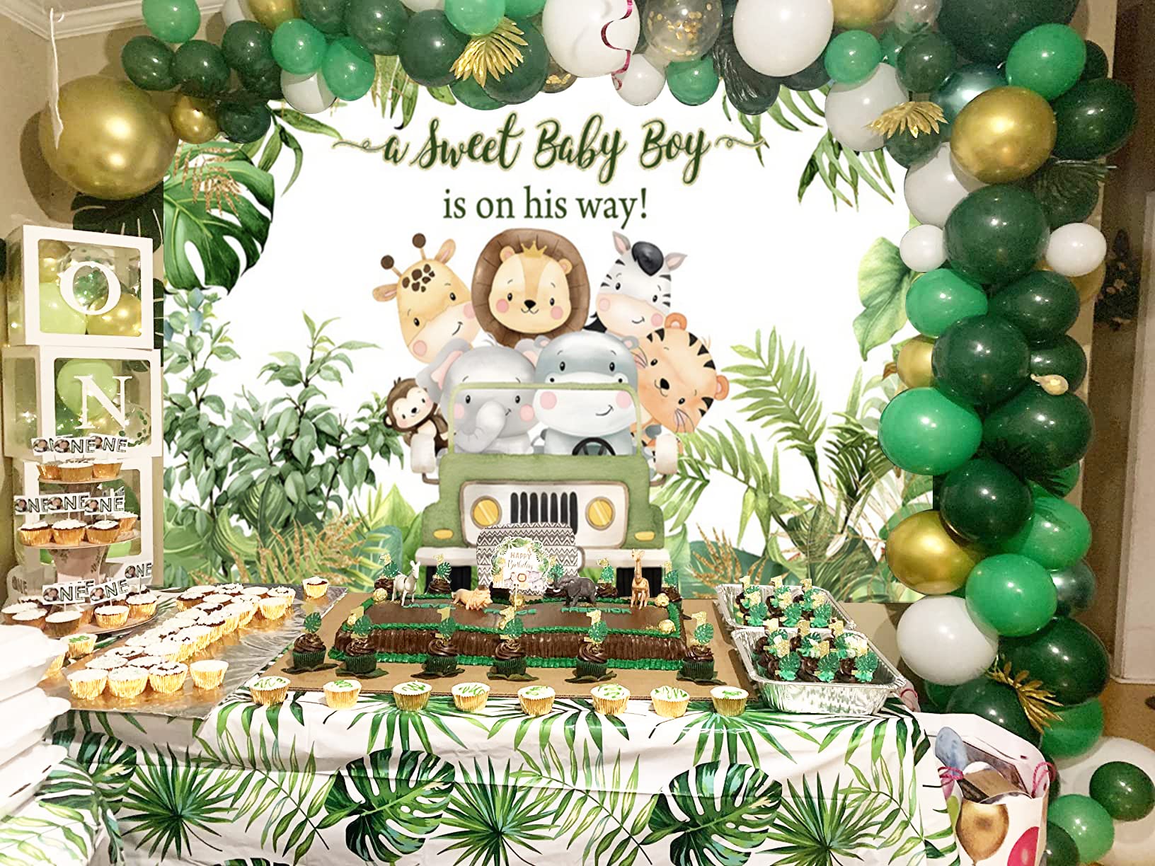 Hintergrund Für Babypartys – Dschungeltiere, 3x2,5 M, Vinyl, Für Safari-Themenpartys
