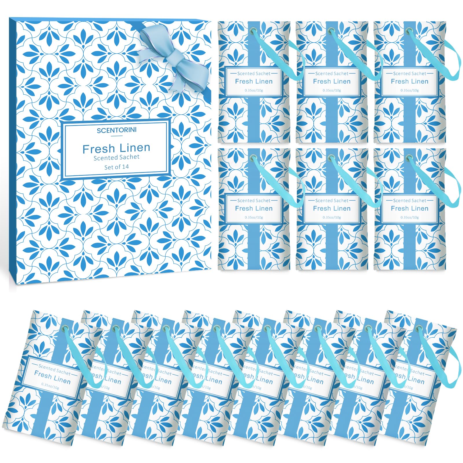 SCENTORINI Scented Sachet, Linen Fragrance Sachets for Drawers, Closets, wardrobe, 14 Pack
