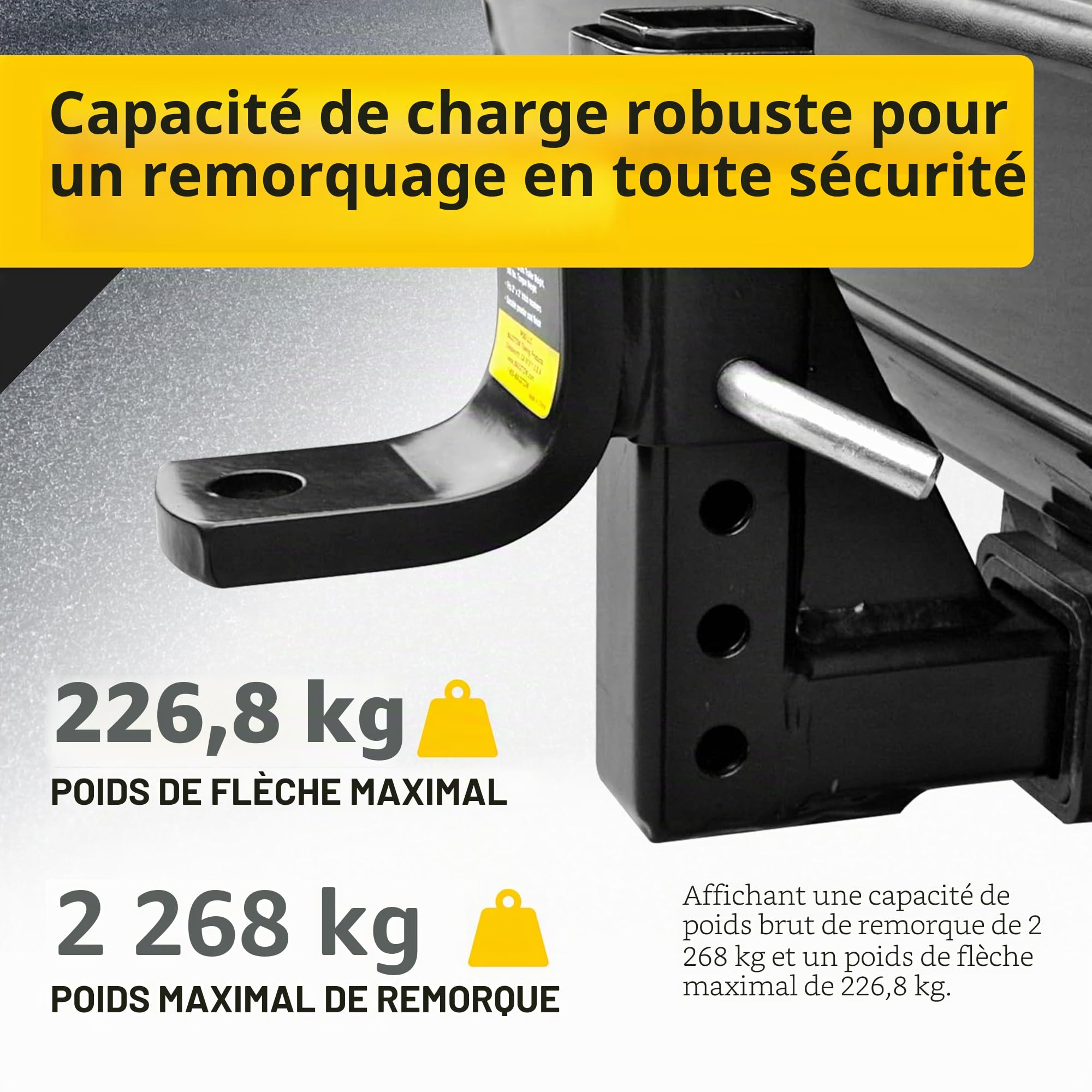 MAXXHAUL 70067 Attelage de remorque - 8 Positions réglables à rotule - Capacité GTW de 2268 kg, Noir