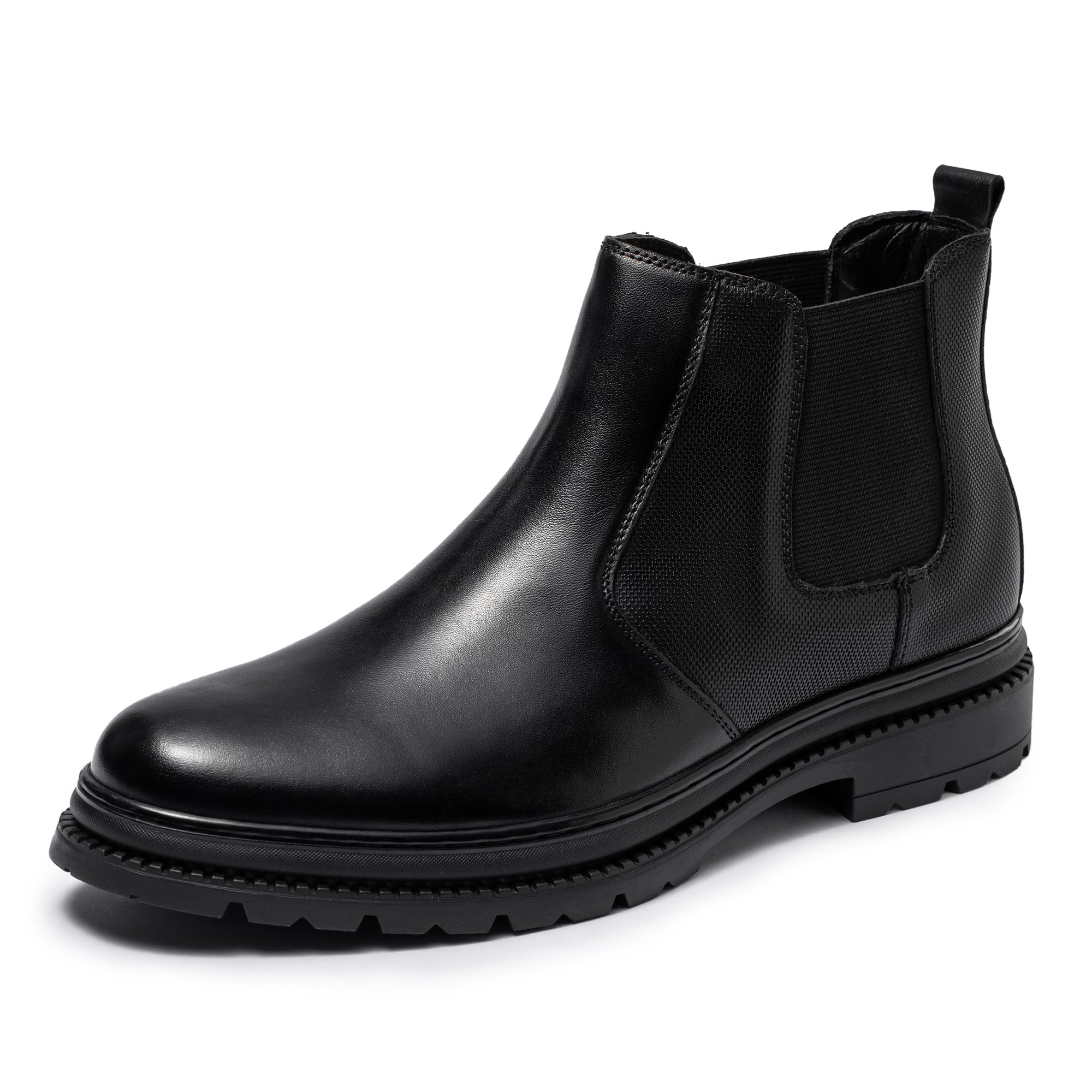 OKKO Mens Chelsea Dress Boots, Genuine Leather Classic Comfortable Casual Slip On Ankle Boot for Men