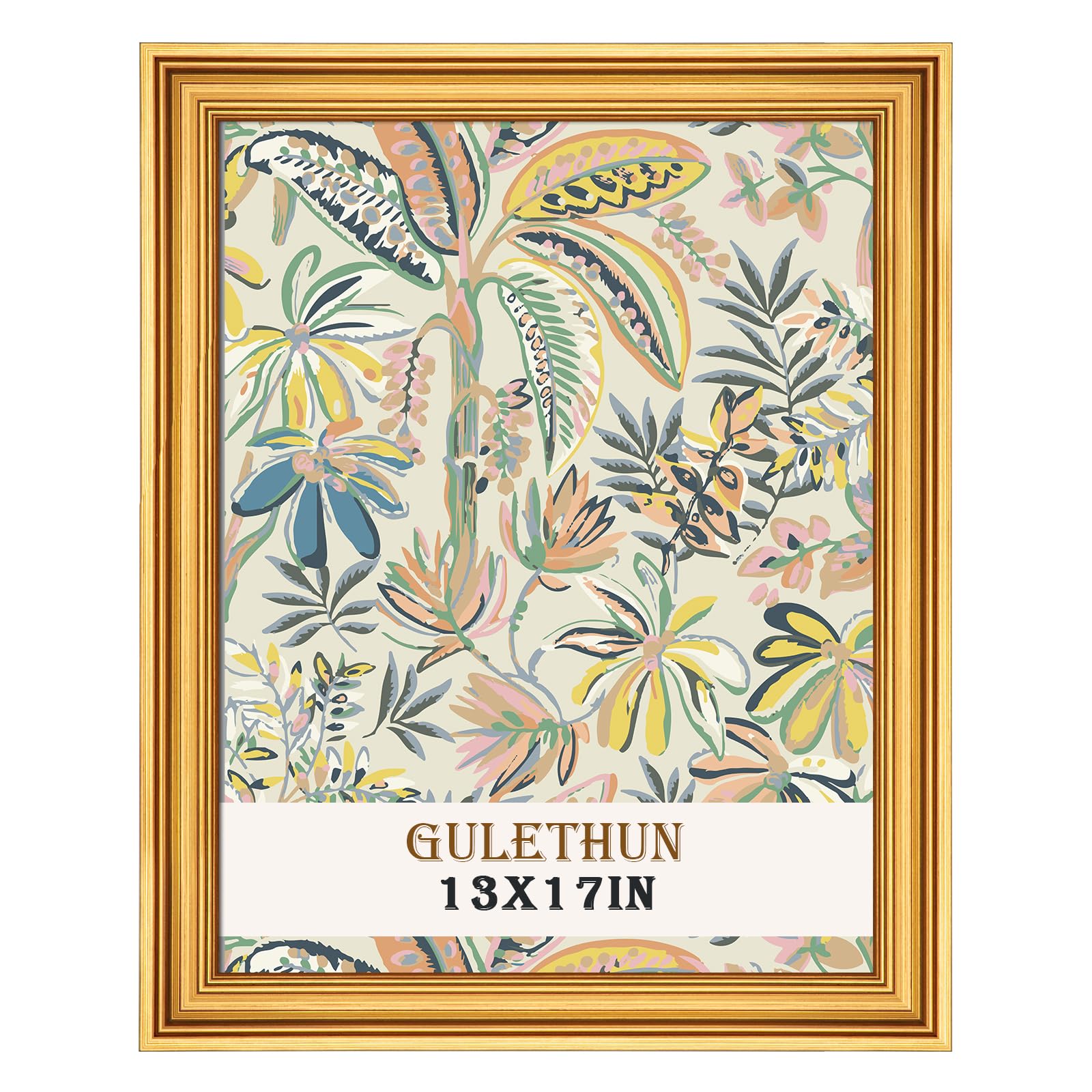 GULETHUN 13x17 Frame, Transitional Modern Design Picture Frames, 13 by 17 Rustic Poster Frame for Home Decor, Gold Vintage Photo Frame, Horizontal or Vertical Display, Choose Size & Color