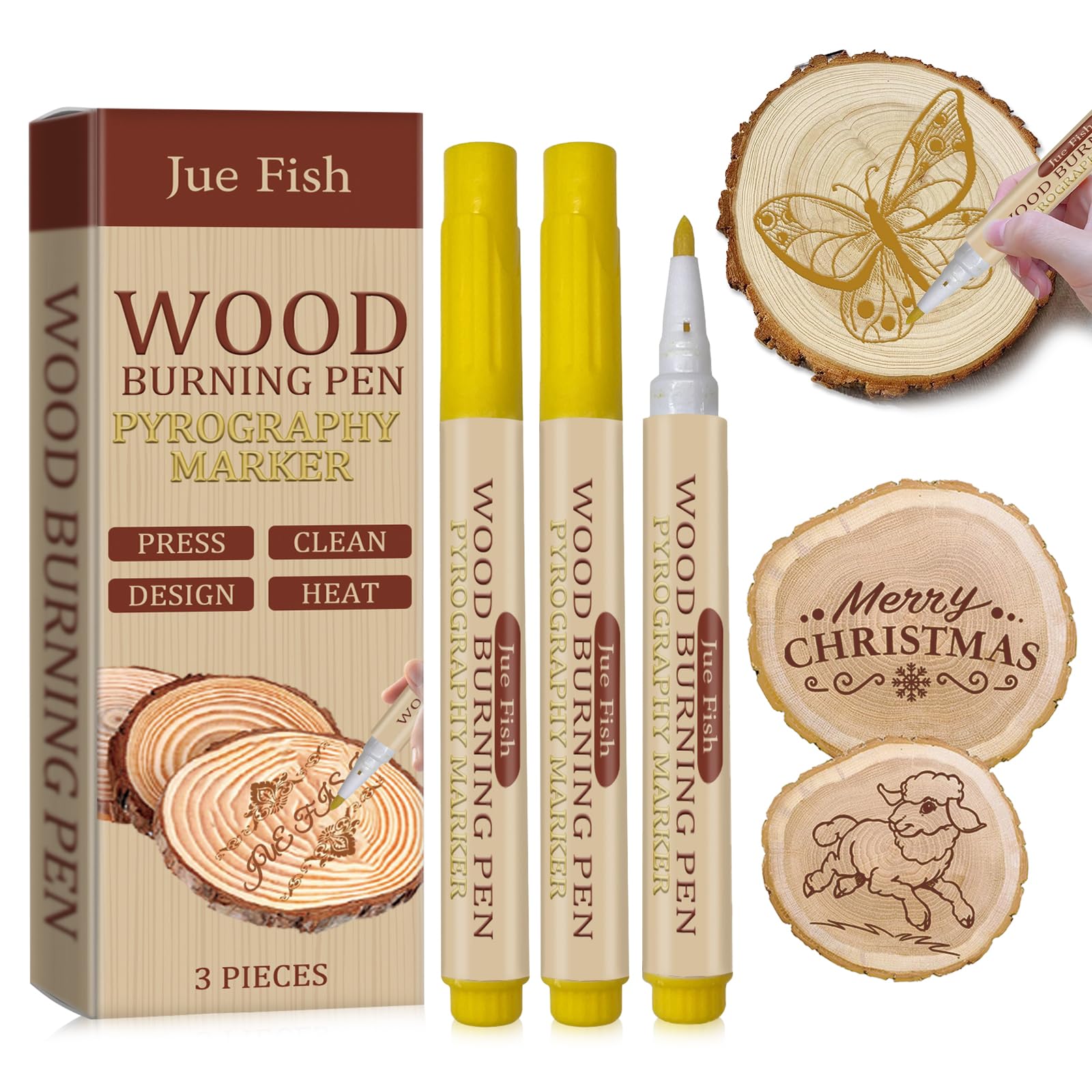 HEUIOP 3 Pcs Wood Burning Pen Portable Scorch Marker Accurately & Easily Burn Designs on Crafts DIY Wood Burn Gel Pen Used for Beginners Artists and Art Studios in Arts Handicrafts Making Gifts