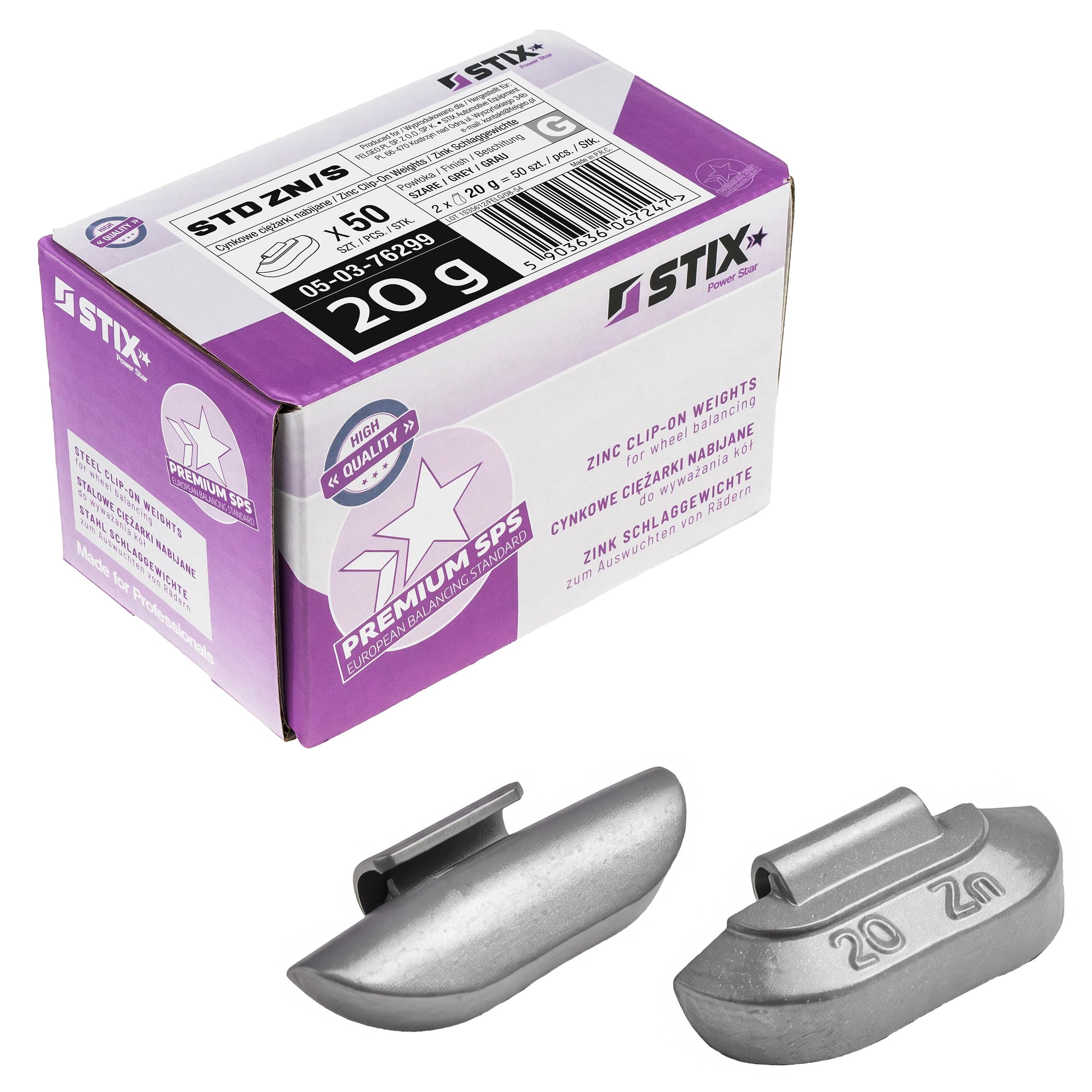 Stix Schlaggewichte Set 5-45g für Stahlfelgen - 450 STK Zink Wuchtgewichte