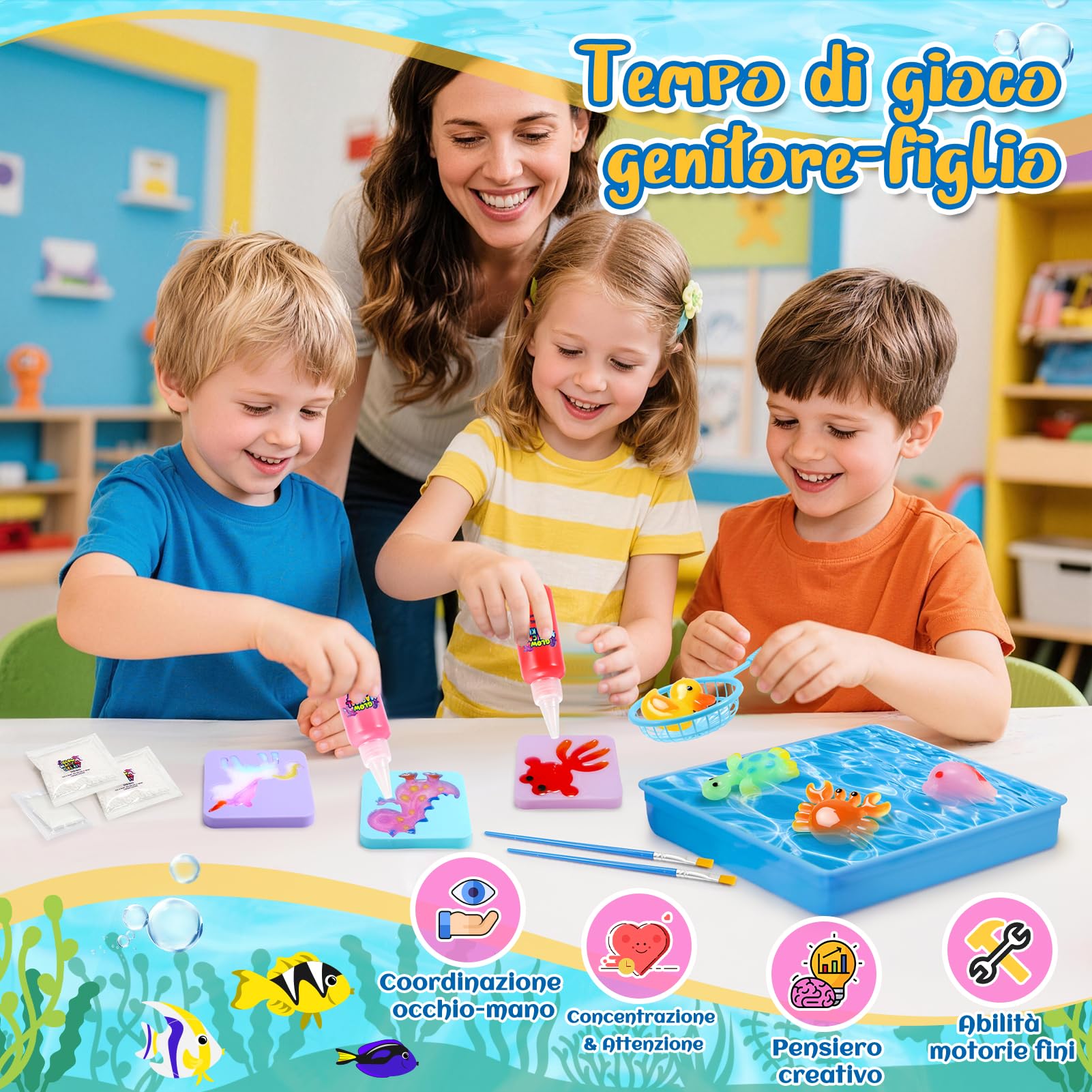 Acqua Gel Set Creativo, Giochi Creativi Bambina 4 5 6 7 8 9 Anni Gel Magico Acqua per Bambini 5 6 7 8 Anni Magic Jelly Set Colori per Bambini Regalo Bambina 4-12 Anni Lavoretti Creativi per Bambino