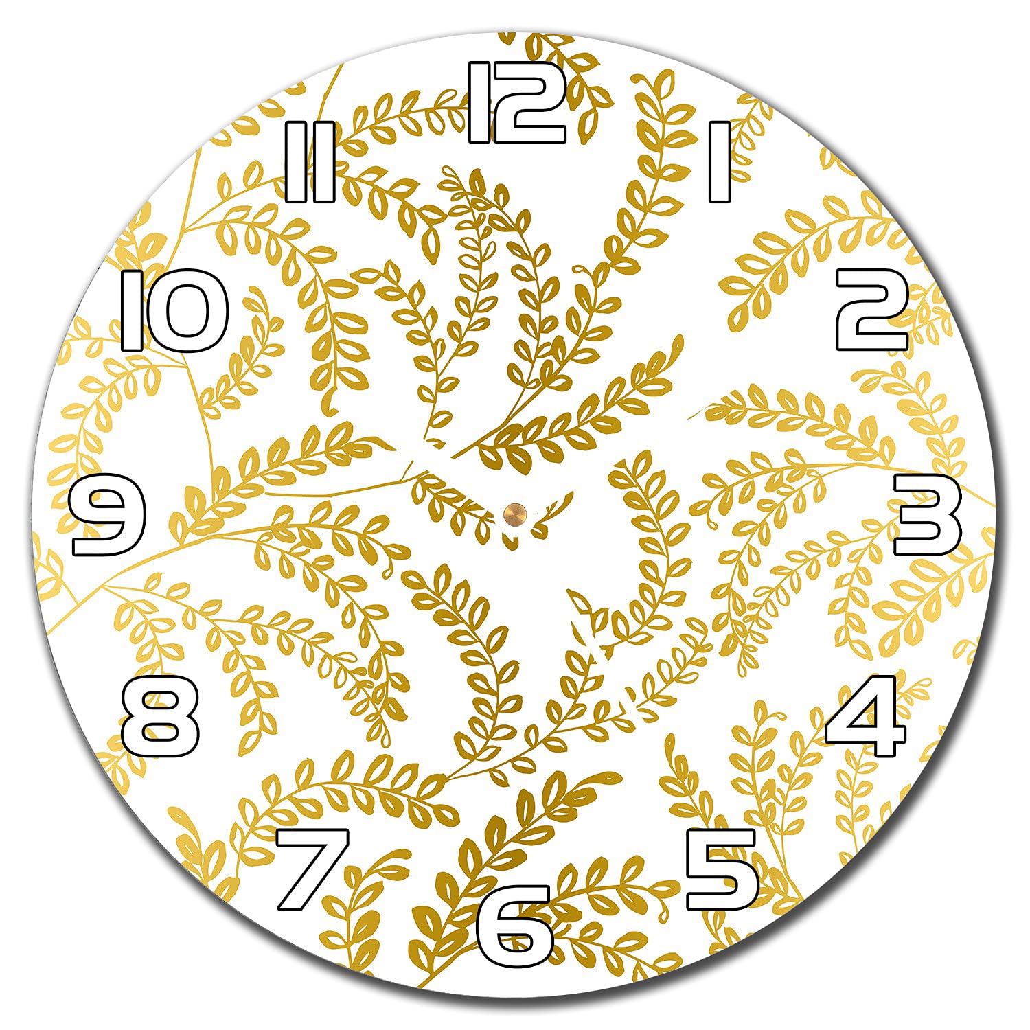 Horloge en verre moderne de 30 cm avec finitions effet feuilles d'or