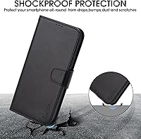 Vista 4 de Arae Funda compatible con iPhone 15 con tarjetero y correa para la muñeca para iPhone 15 de 6.1 pulgadas, color negro