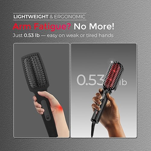 Miniatura 2 de TYMO Cepillo alisador de cabello  Cepillo alisador compacto iónico mejorado para mujeres con cerdas de diseño ondulado, estilo rápido, suave, peine