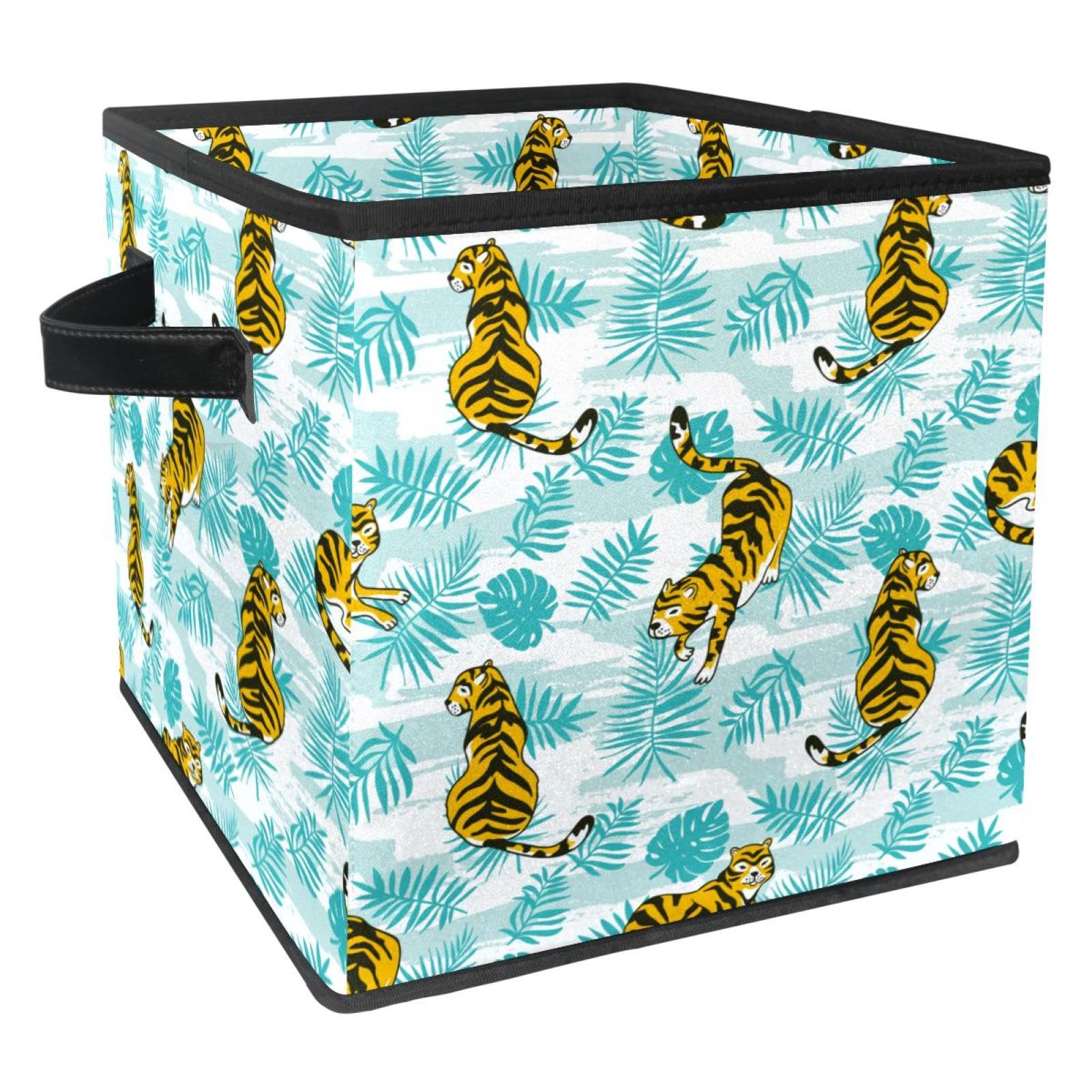 Organisateur pliable en tissu motif tigre avec poignées renforcées