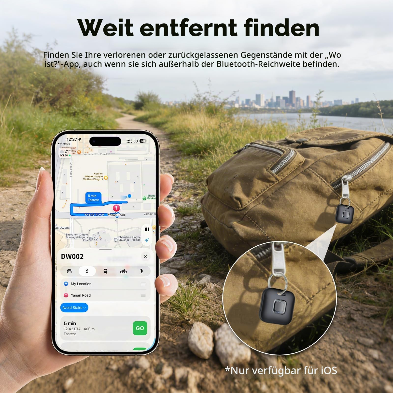 Hoxe Smart Tag für iOS & Android, Dual-System Bluetooth Tracker (4er Pack)