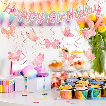 Amazon.co.jp: ONCTTOS ピンク蝶々 誕生日 飾り付け パーティー