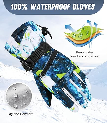Miniatura 2 de Guantes de esquí para hombre guantes impermeables para nieve guantes de pantalla táctil guantes de deportes al aire libre cálidos