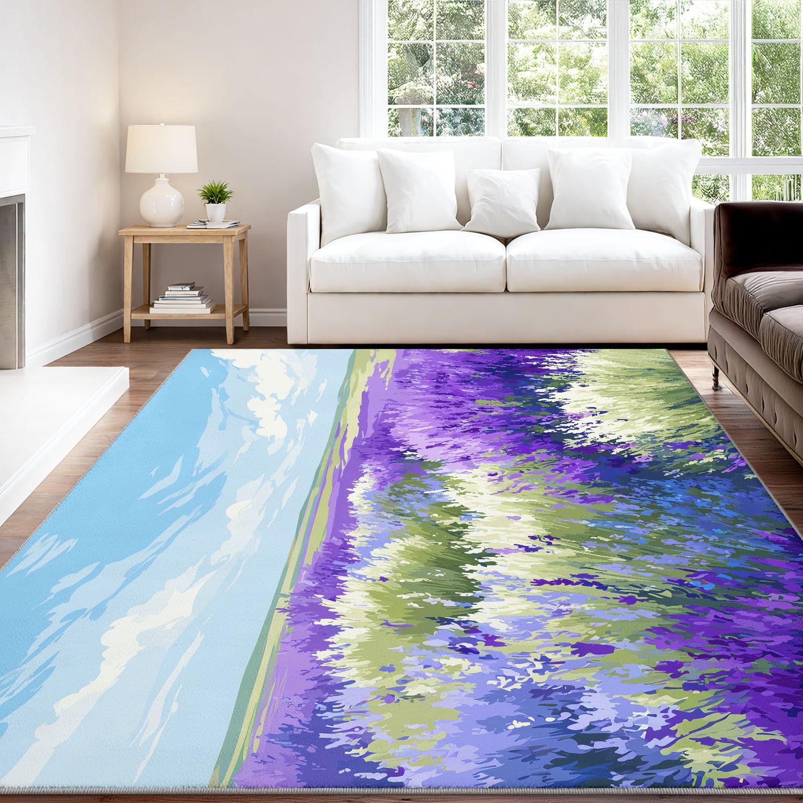 Tappeto artistico romantico per soggiorno, 120 x 170 cm, lavabile, antiscivolo, morbido, a pelo basso, antimacchia, ideale per interni, decorazione per la casa