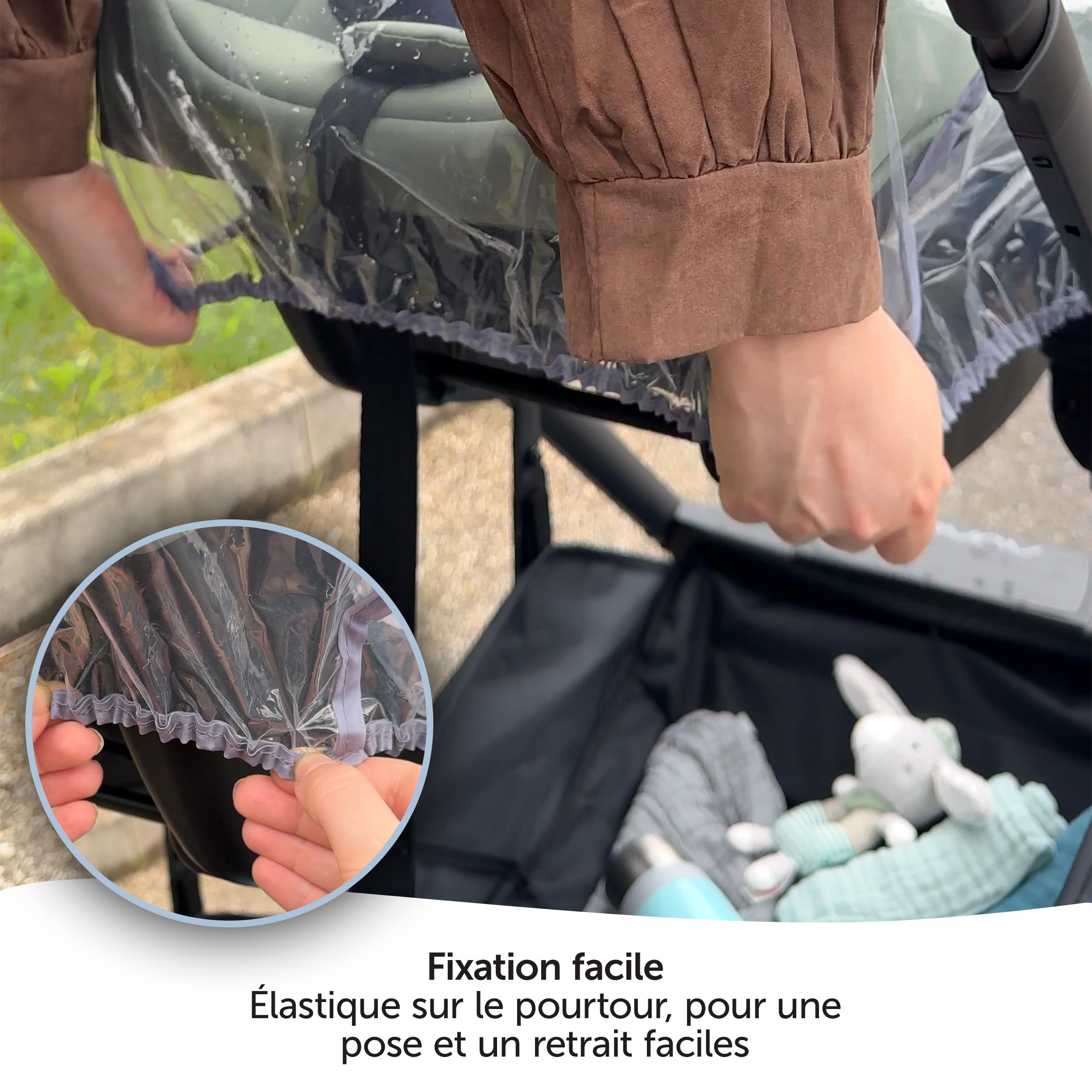 Zamboo Habillage Pluie Cosy Universel, Compatible avec Cybex, Maxi-Cosi, Siege Auto Bebe, Fenêtre, Filets Aération, Fente Poignée Transport, Sans PVC