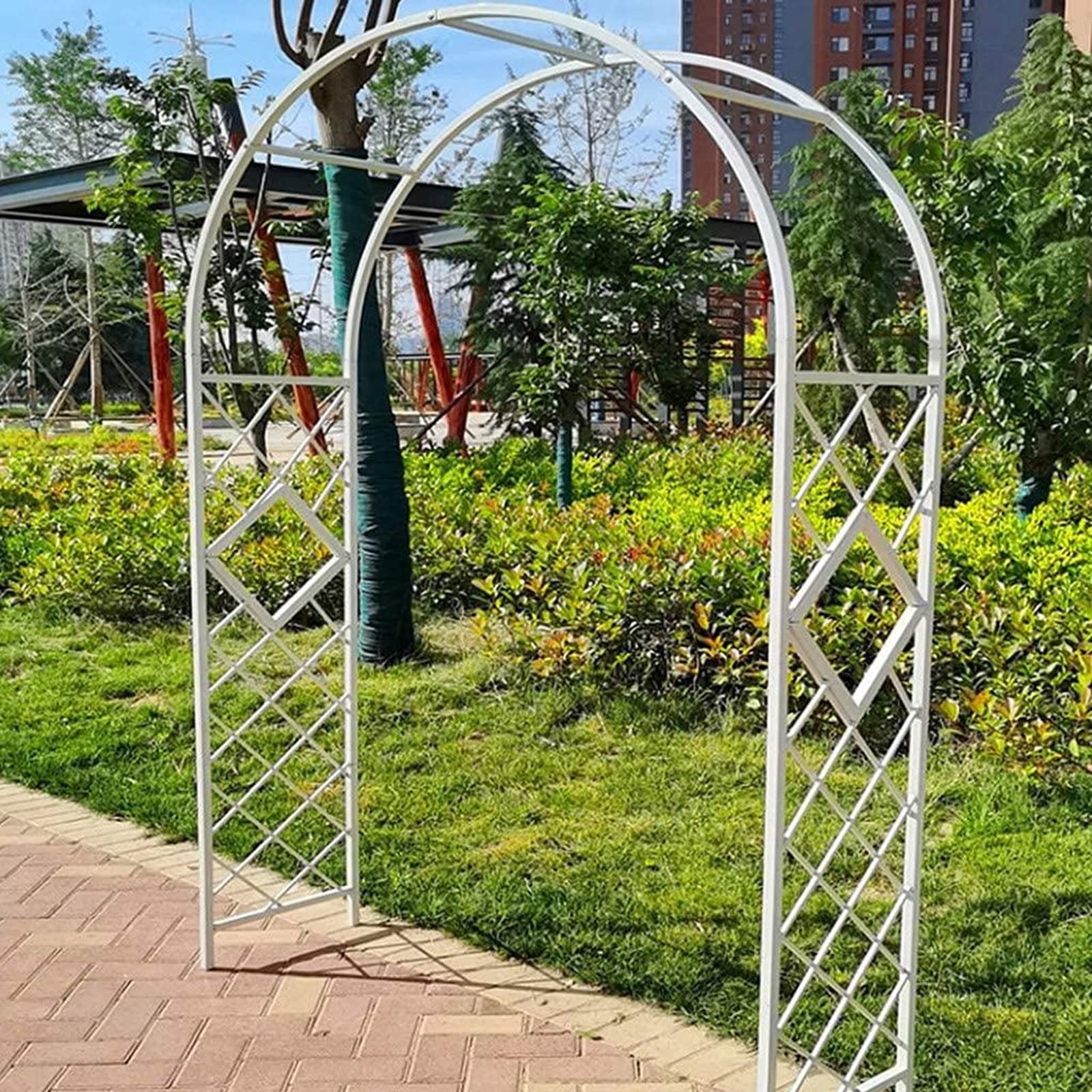 Arche de jardin en métal d'acier durable avec treillis blanc de qualité supérieure