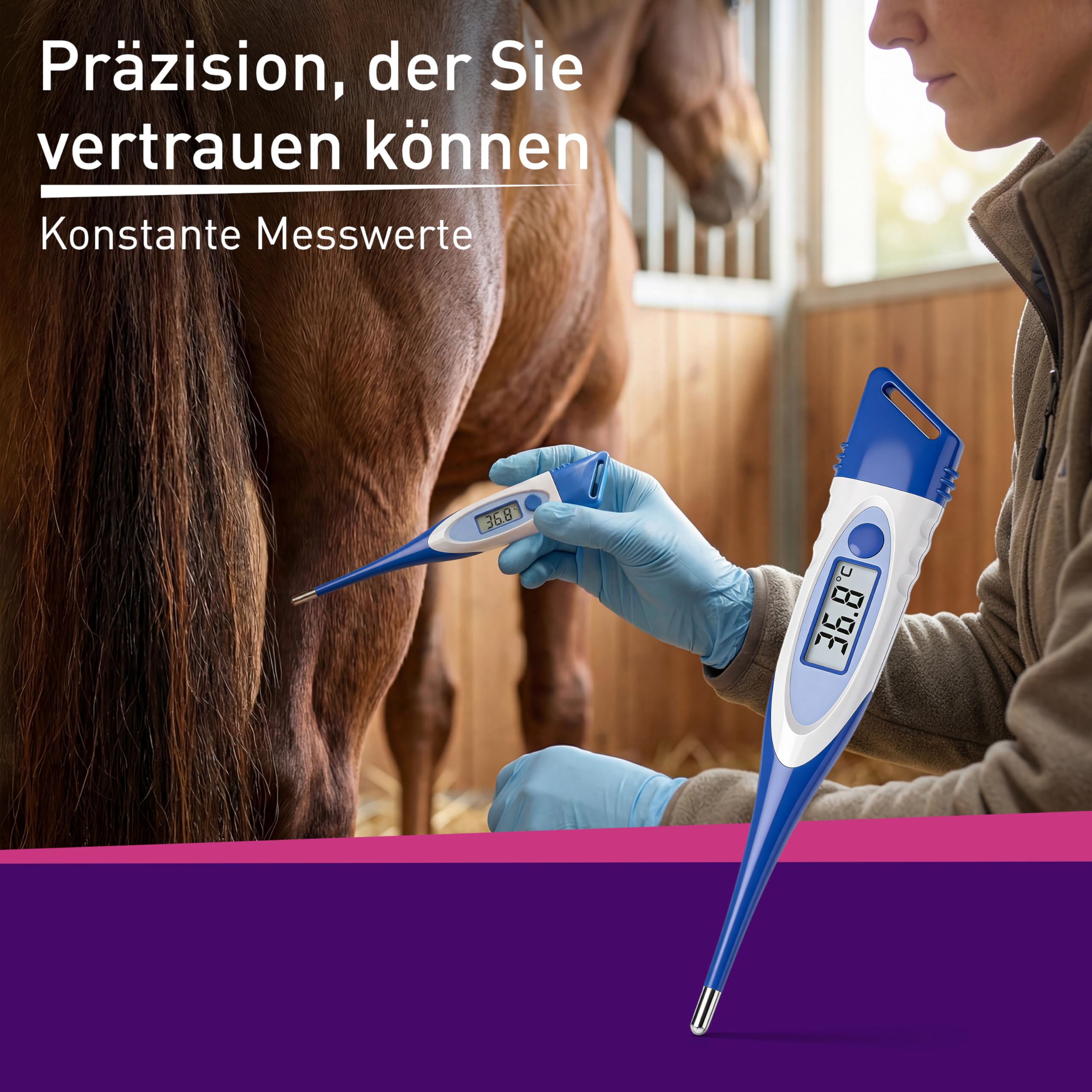 scala SC 1091 termómetro veterinario flex para grandes animales con punta de medición flexible
