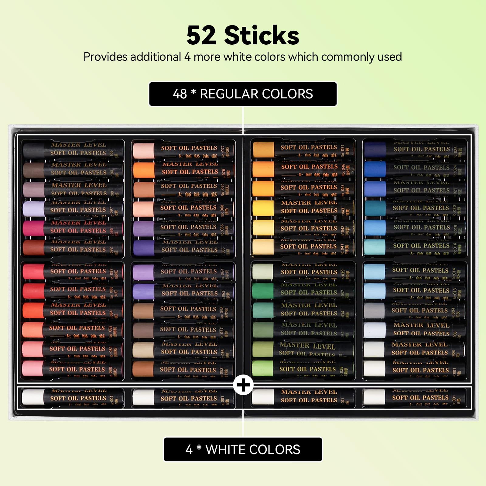 LIGHTWISH Pastelli ad olio professionali, 48 colori vivaci più 4 bianchi, set di 52 pastelli ad olio cremoso e pigmentato per artisti, per miscelare, applicare pannolini e fare ombre