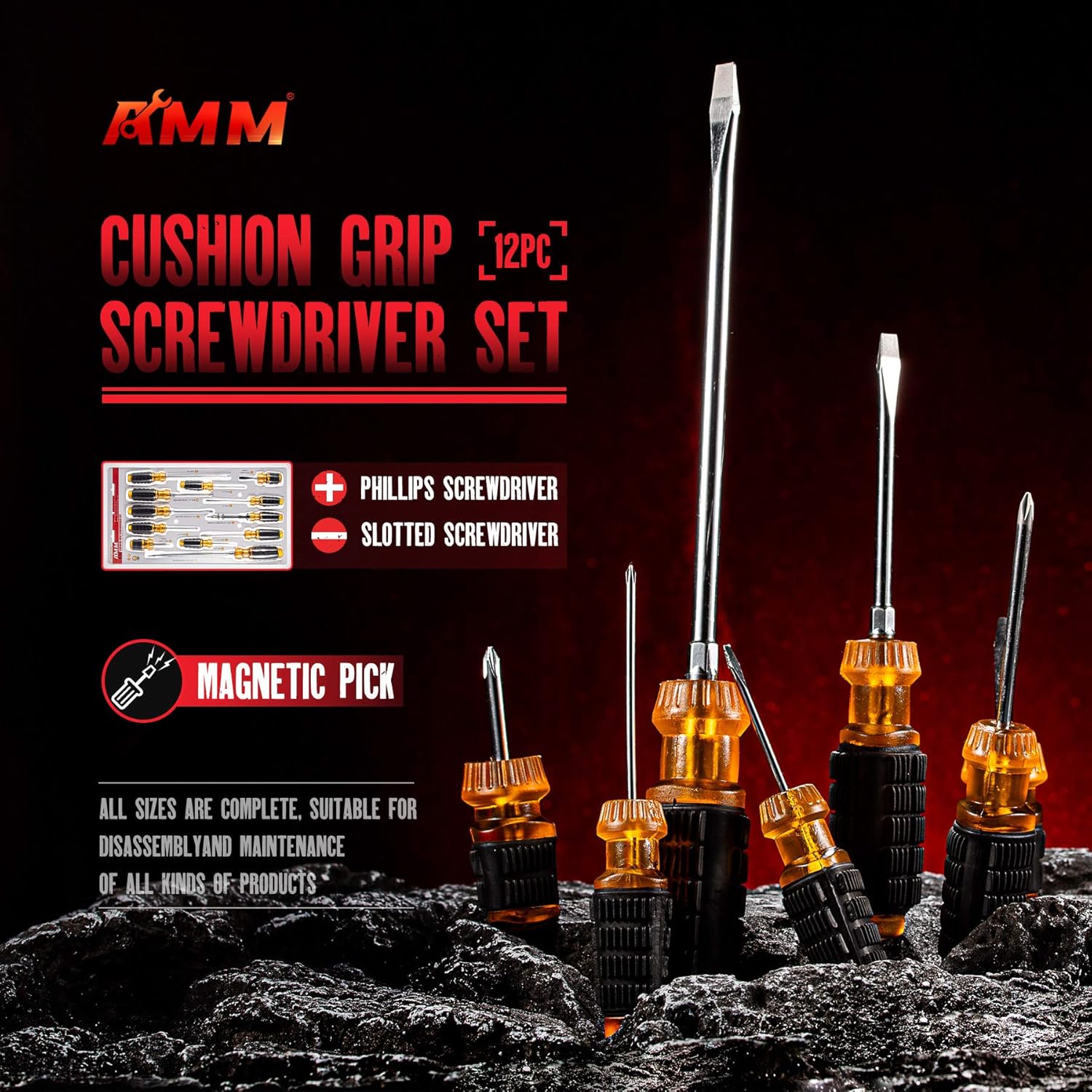 AMM 12-Piece Magnetic Screwdriver Set，includes slotted, Phillips, Applicable to home decoration, car modification.The best gift for a man : Tools & Home Improvement