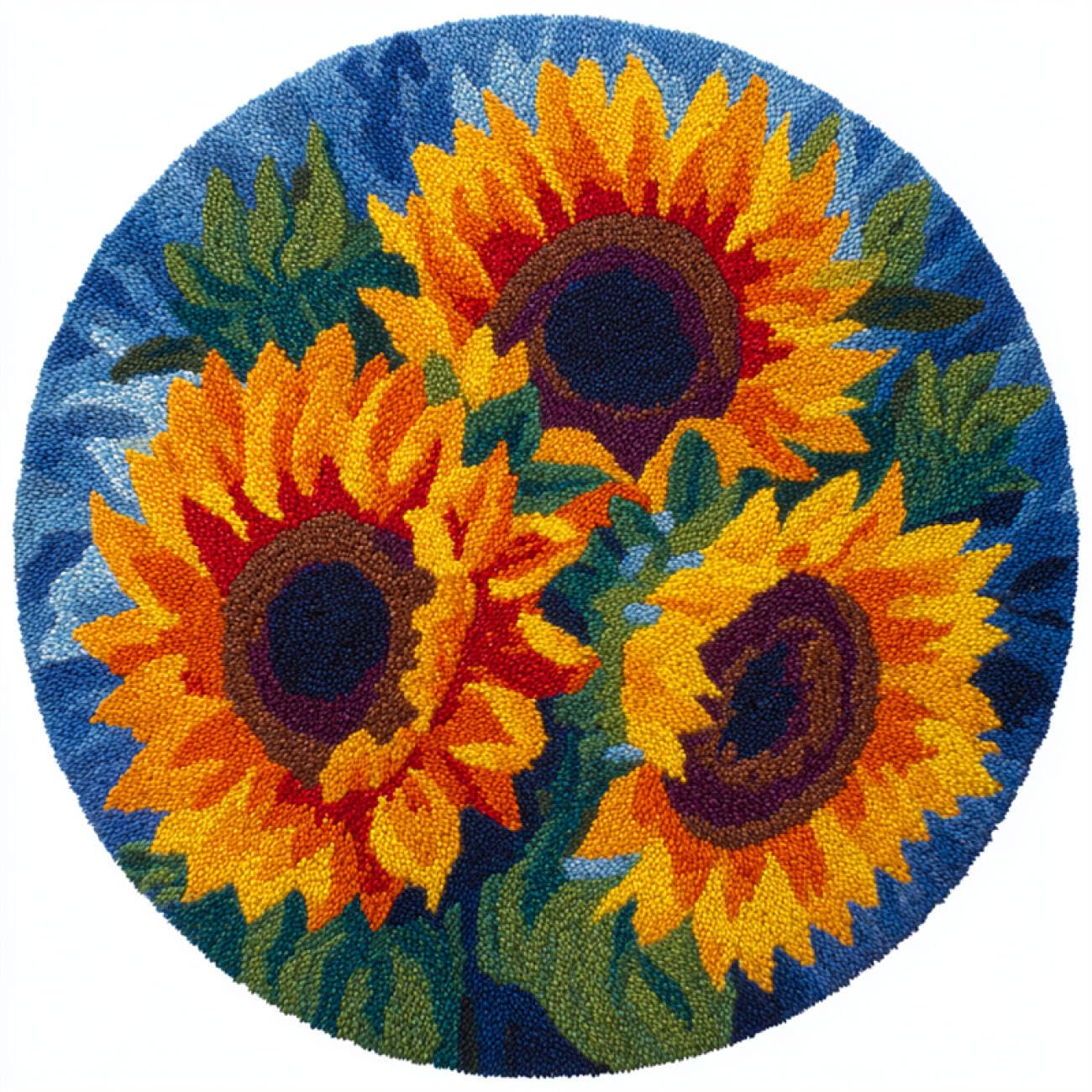 Kitquiver Flowers Rug Making Kits Sunflower Flowers DIY for Kids and Adults Gift for Family Friends Needlework Crafts Cute Gifts 50x50cm
