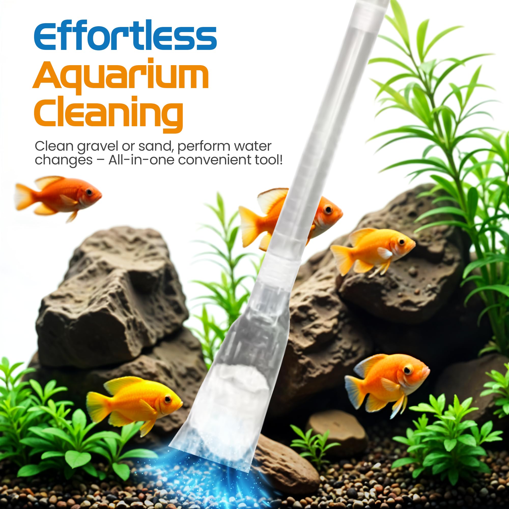 FL!PPER Flipper AquaVac Gravel/Sand Cleaner & Siphon Kit - Dual-Purpose Aquarium Vacuum with Safety Valves for Freshwater & Saltwater Fish Tanks